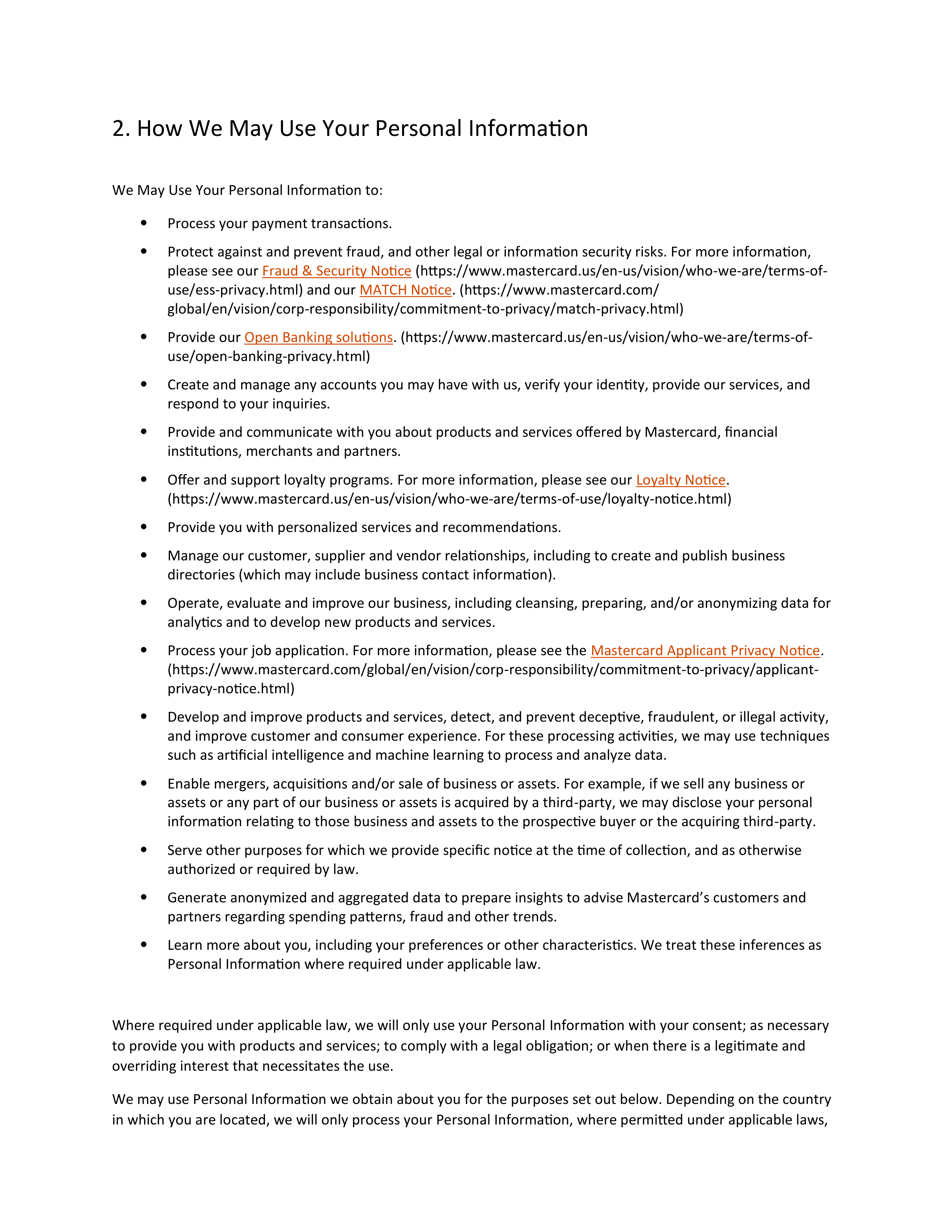 Mastercard Global Privacy Notice — page 6