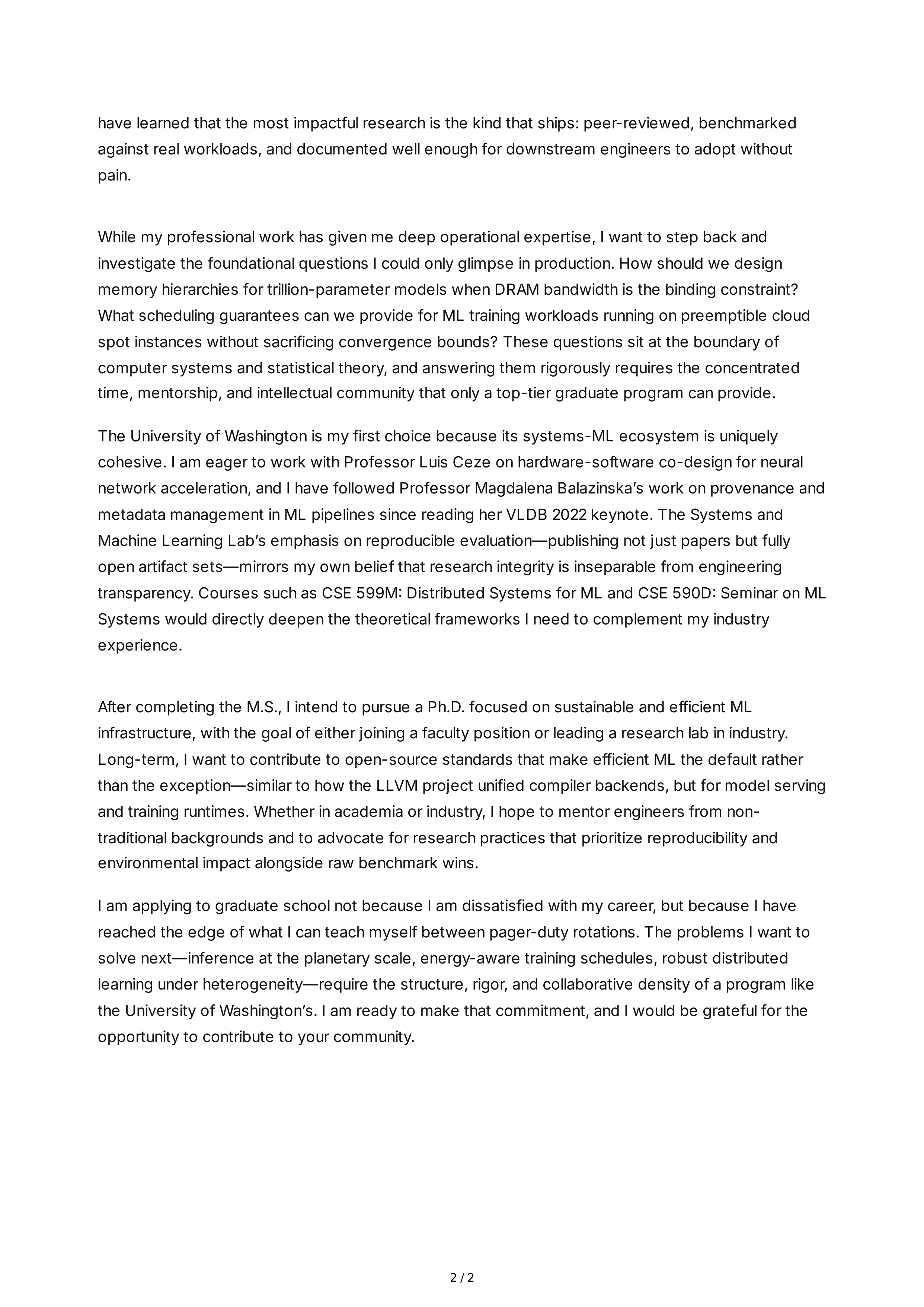 Master's Program Personal Statement — page 2