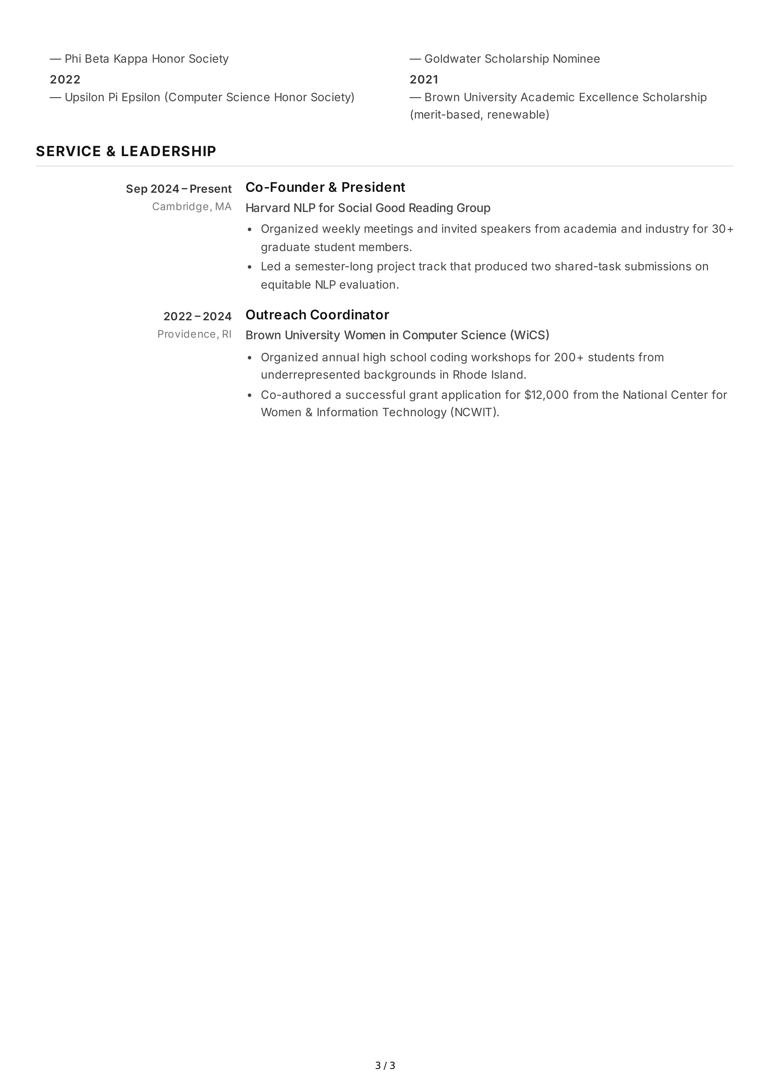 Master's Student CV — page 3