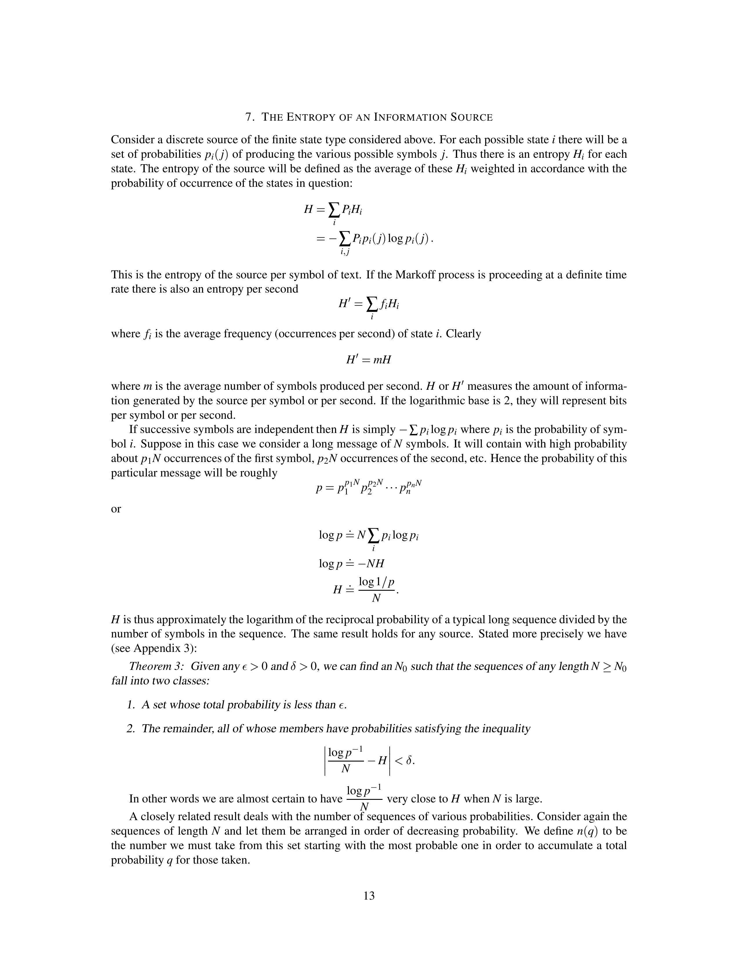 Mathematical Theory of Communication Research Paper by Claude E. Shannon — page 13