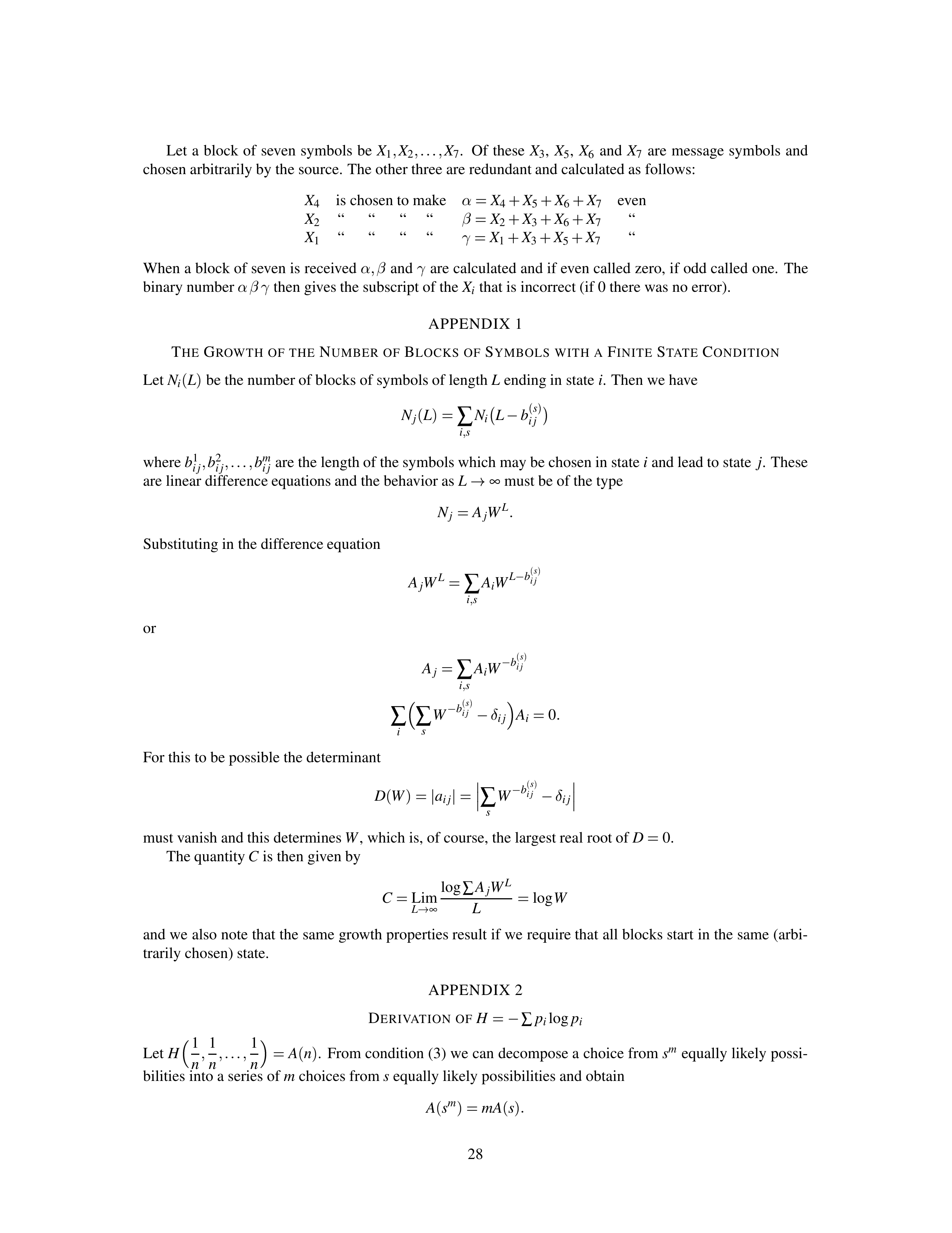 Mathematical Theory of Communication Research Paper by Claude E. Shannon — page 28