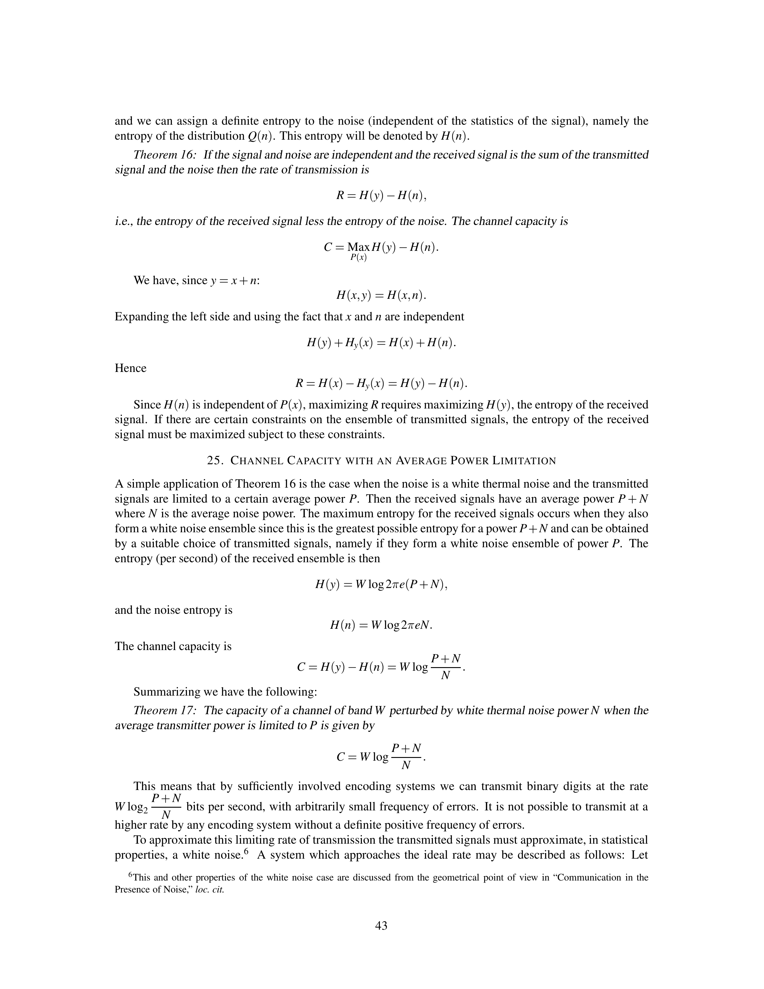 Mathematical Theory of Communication Research Paper by Claude E. Shannon — page 43