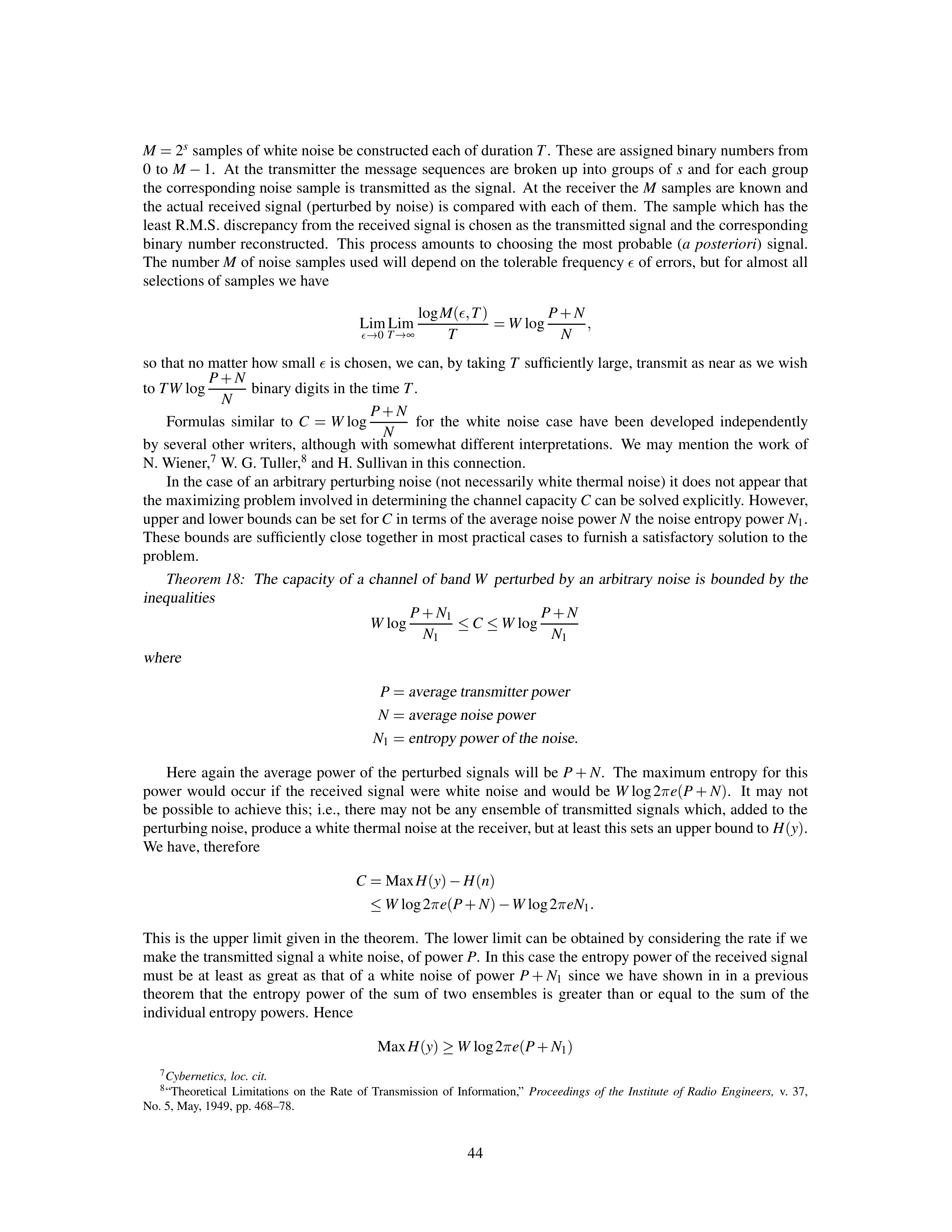 Mathematical Theory of Communication Research Paper by Claude E. Shannon — page 44