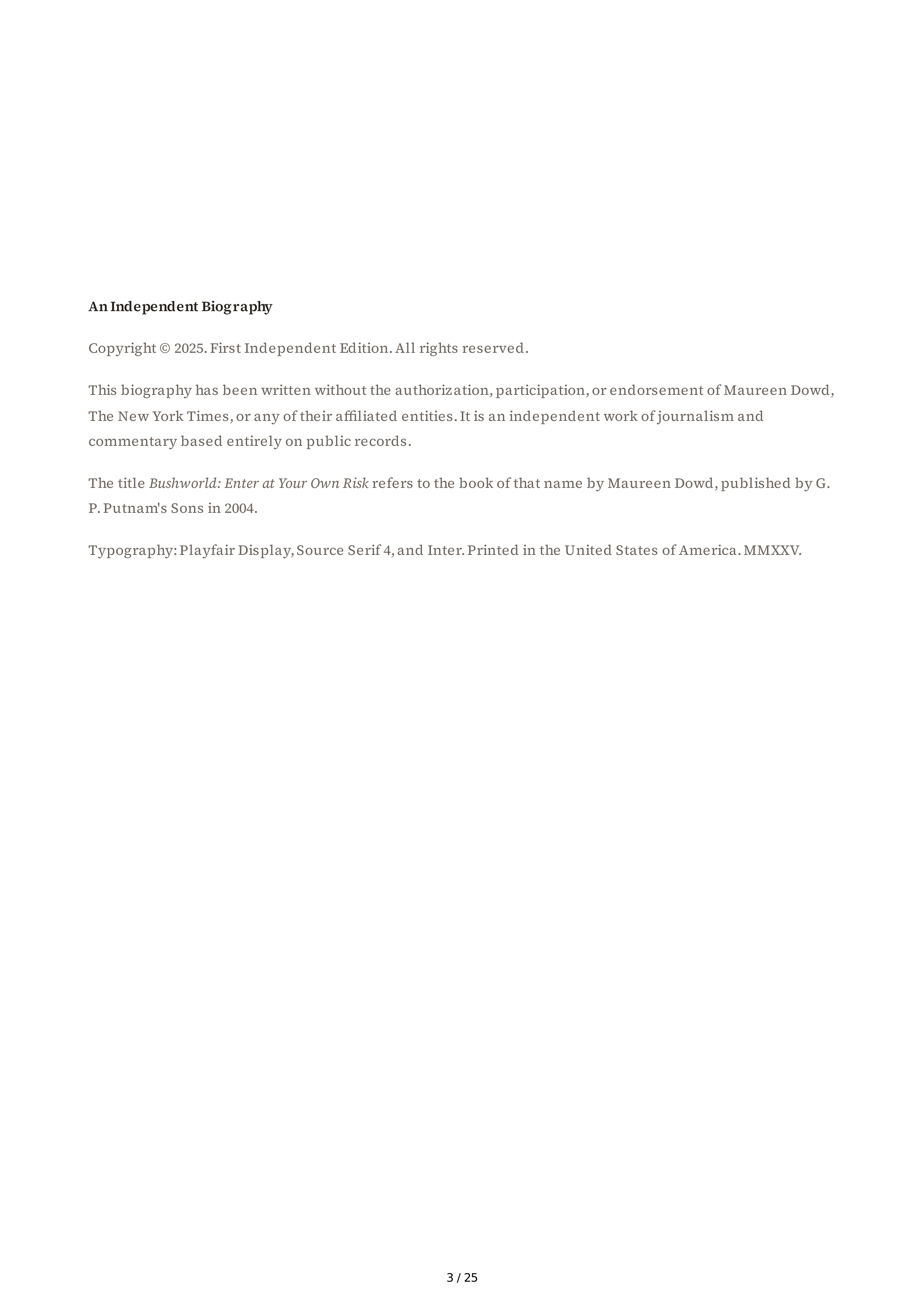 Maureen Dowd Bushworld Enter at Your Own Risk Biography — page 3