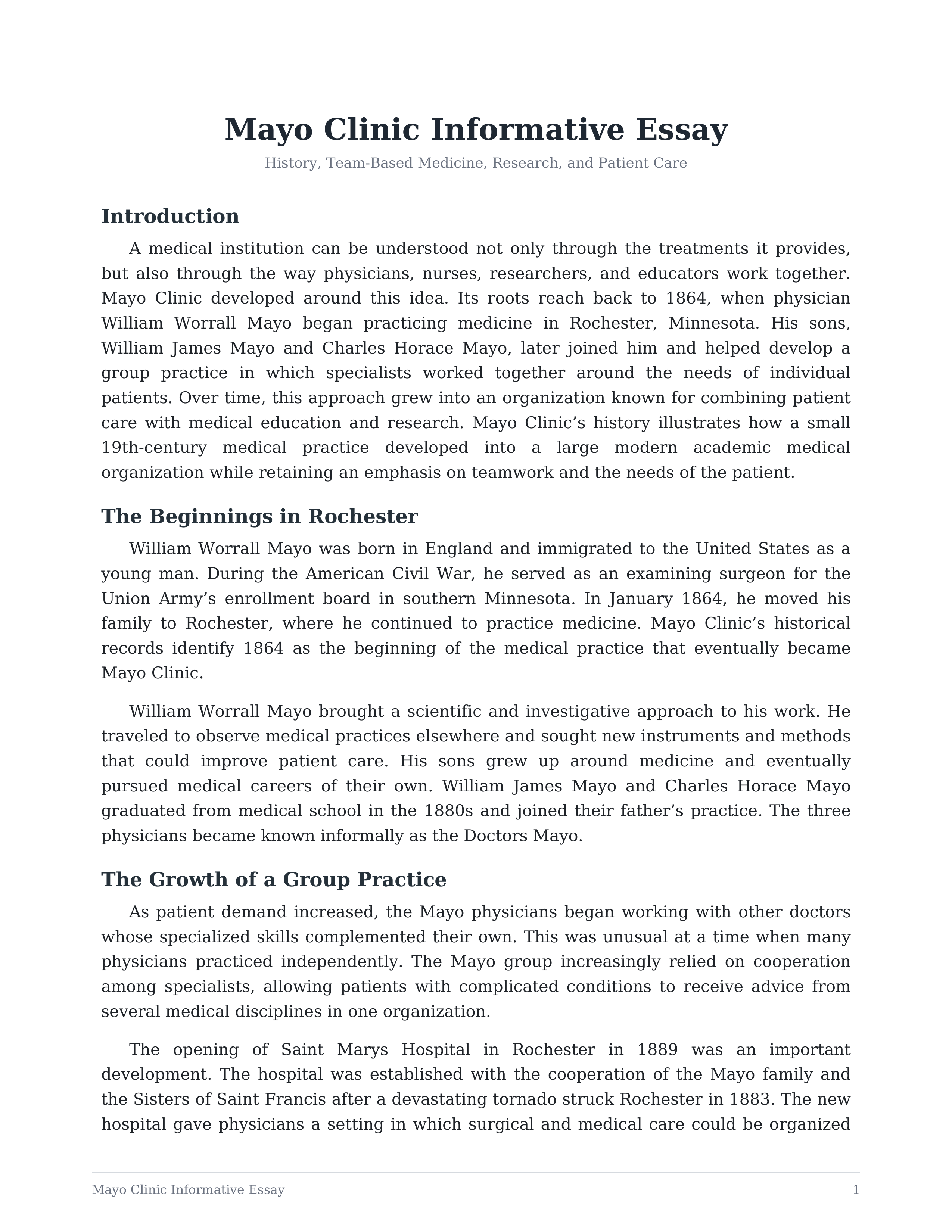 Mayo Clinic Informative Essay — page 1