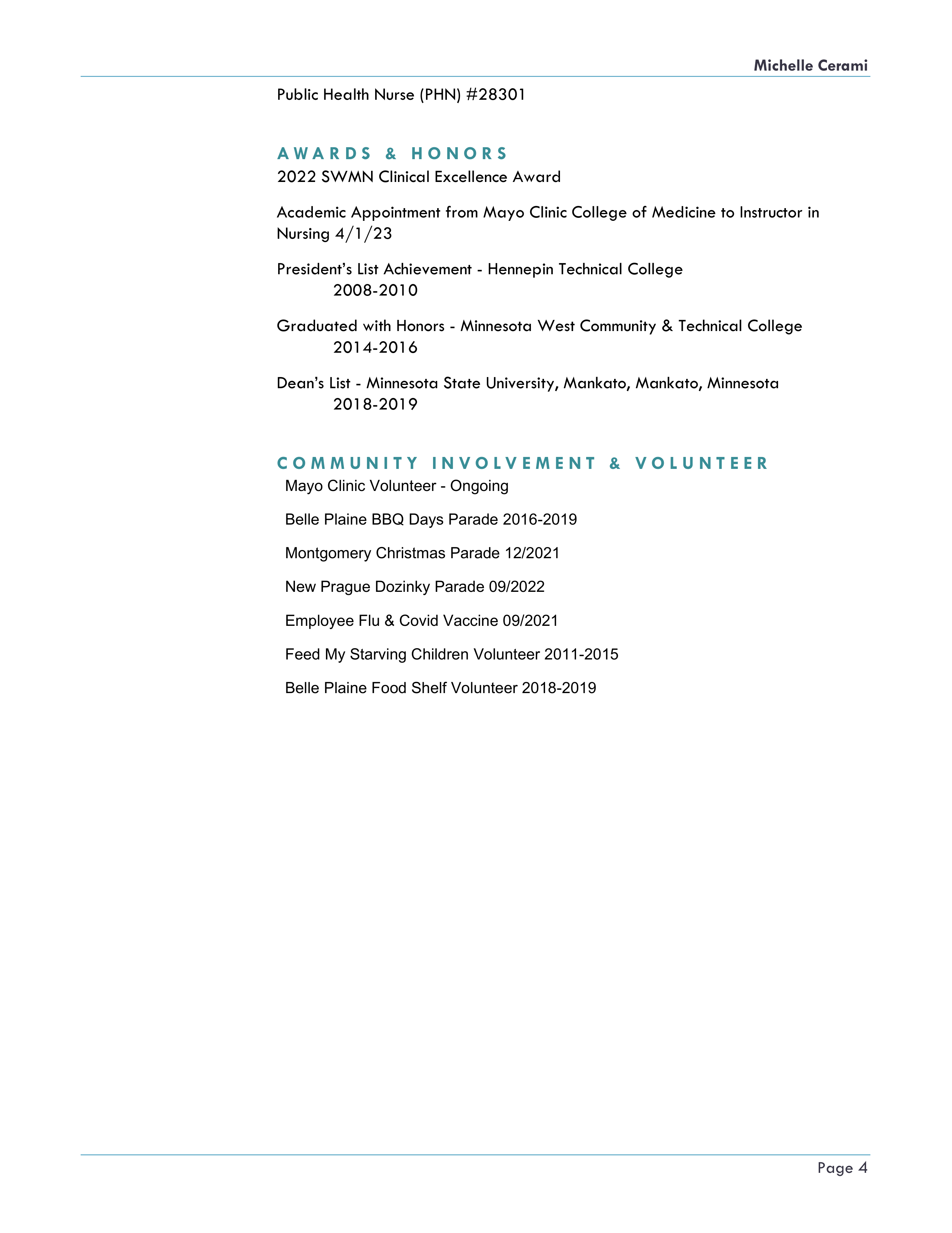 Mayo Clinic Registered Nurse Resume — page 4