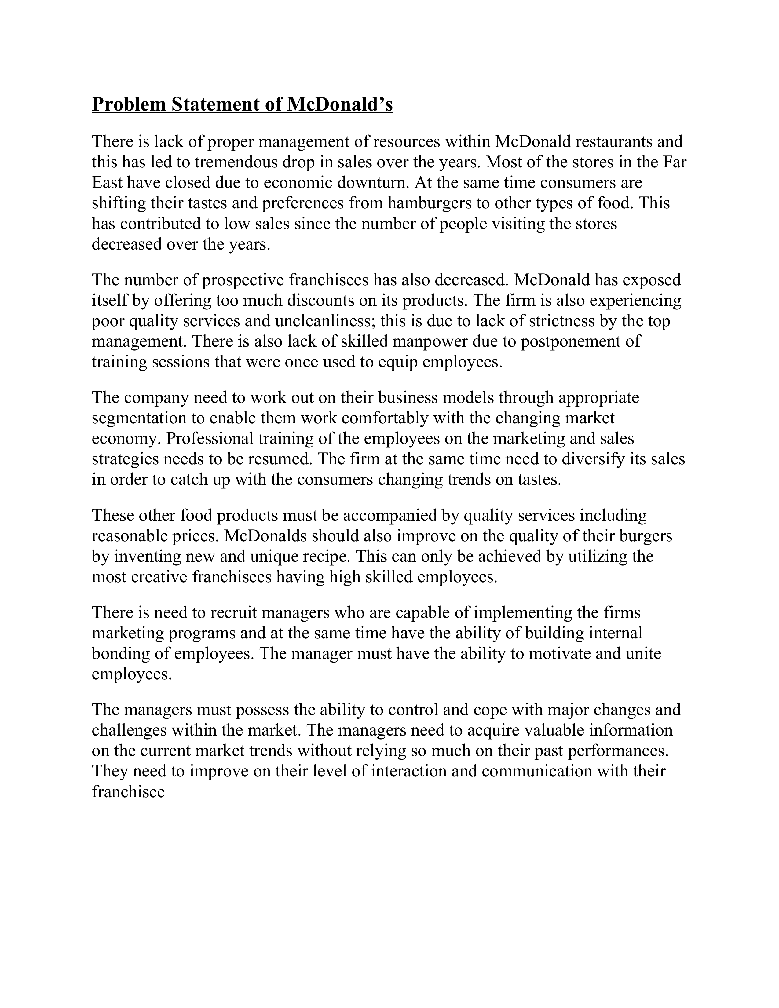 McDonald's Business Problem Statement — page 2