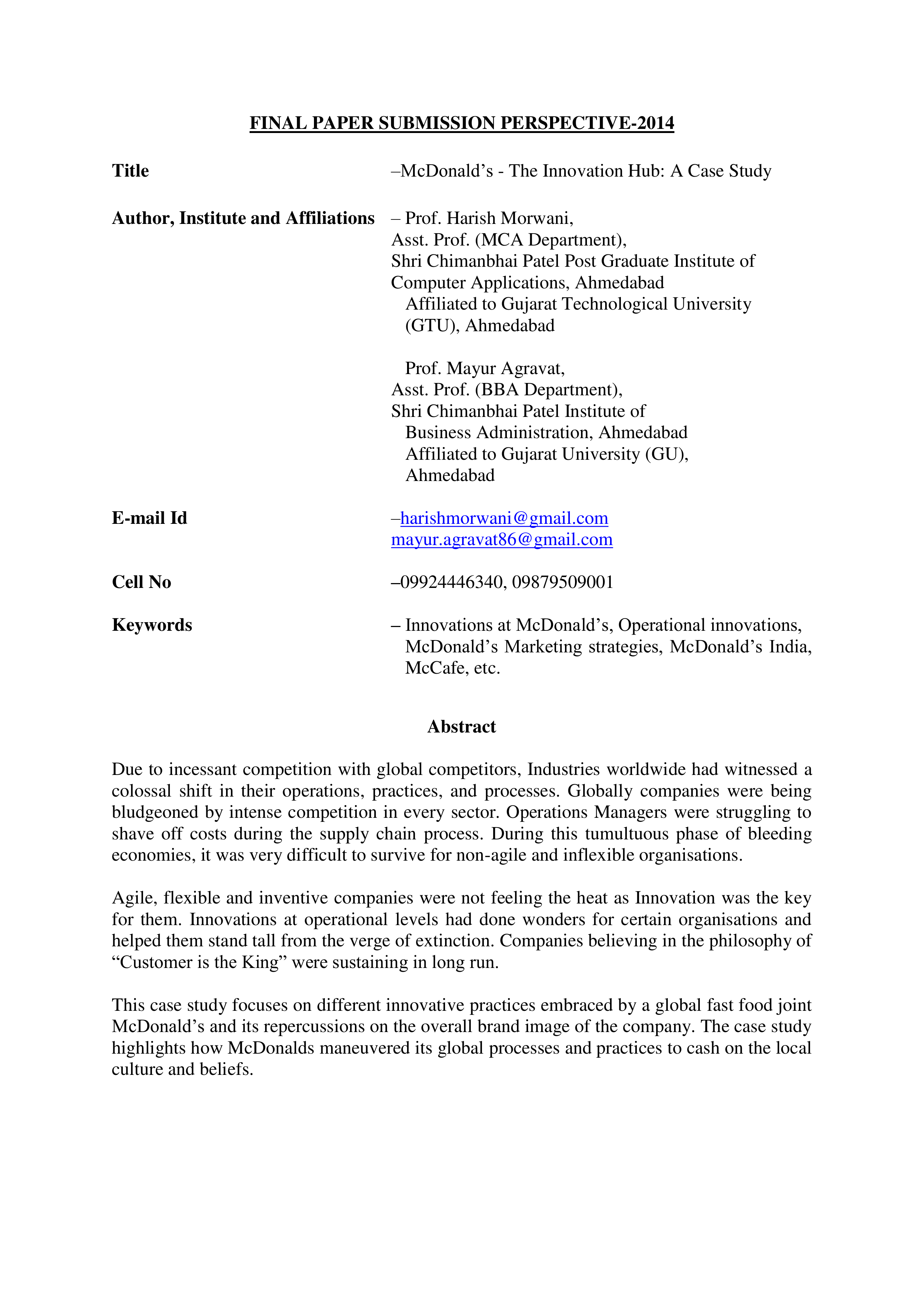 McDonalds Case Study — page 1
