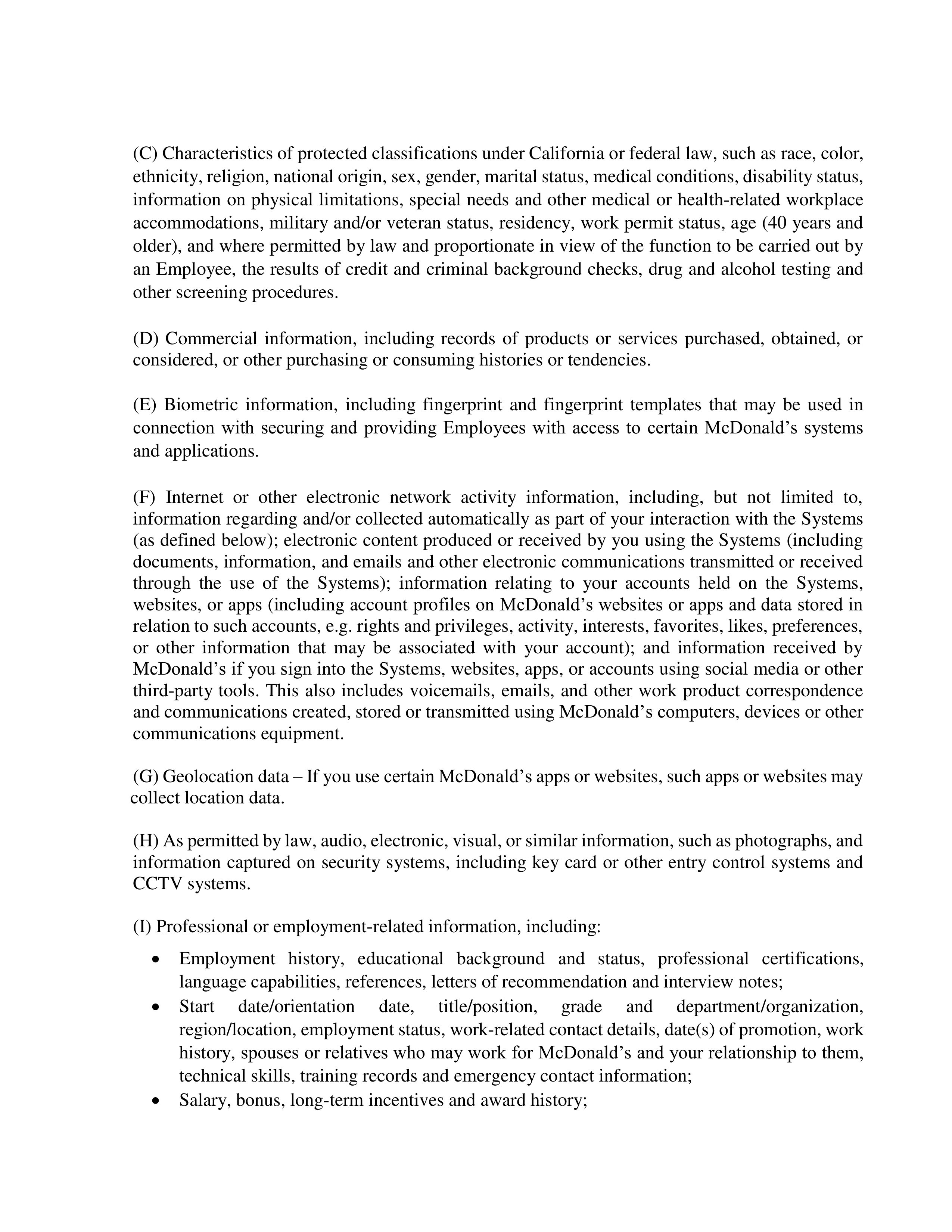 McDonald's Employee Privacy Notice — page 2