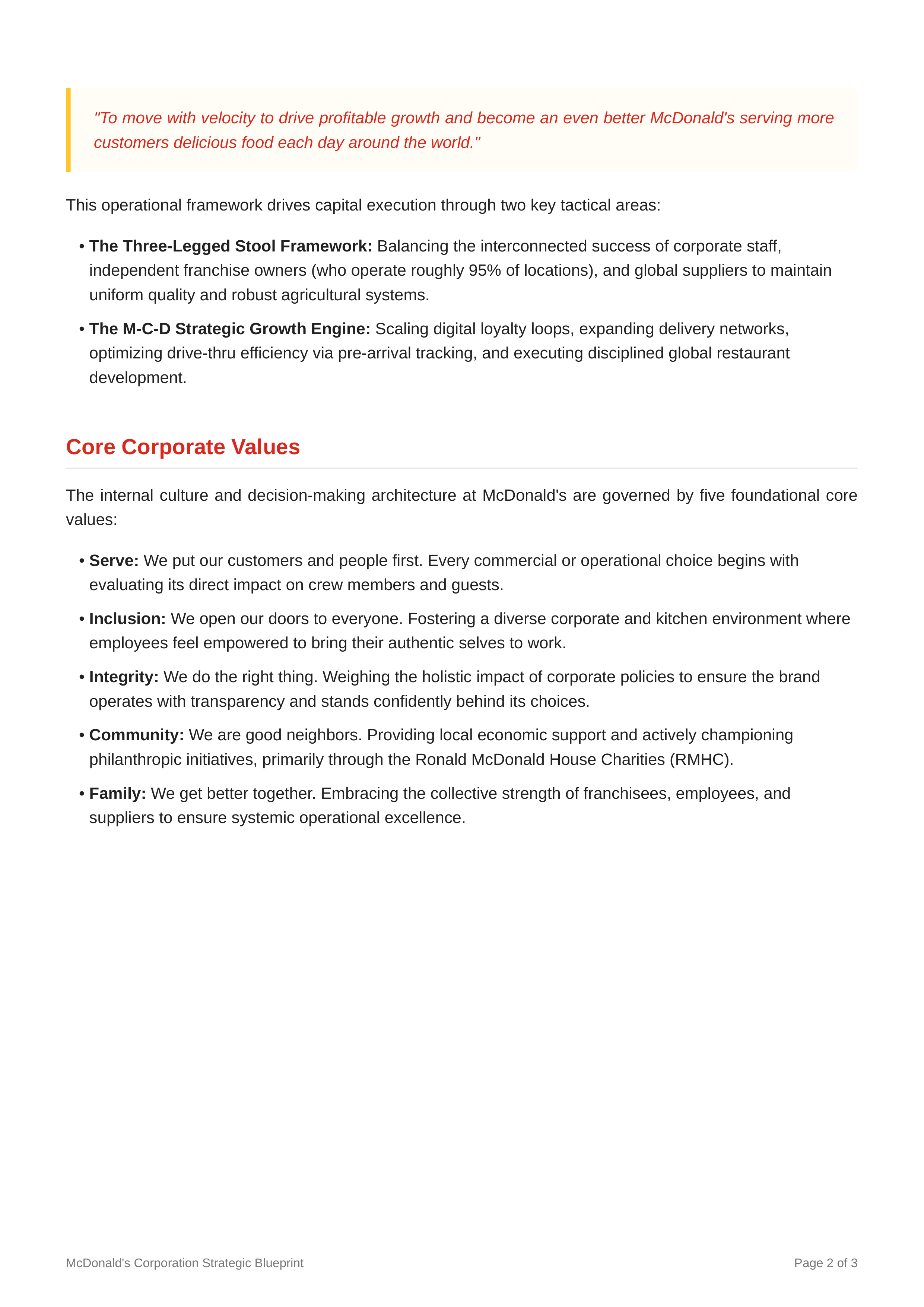 McDonalds Mission Statement — page 2