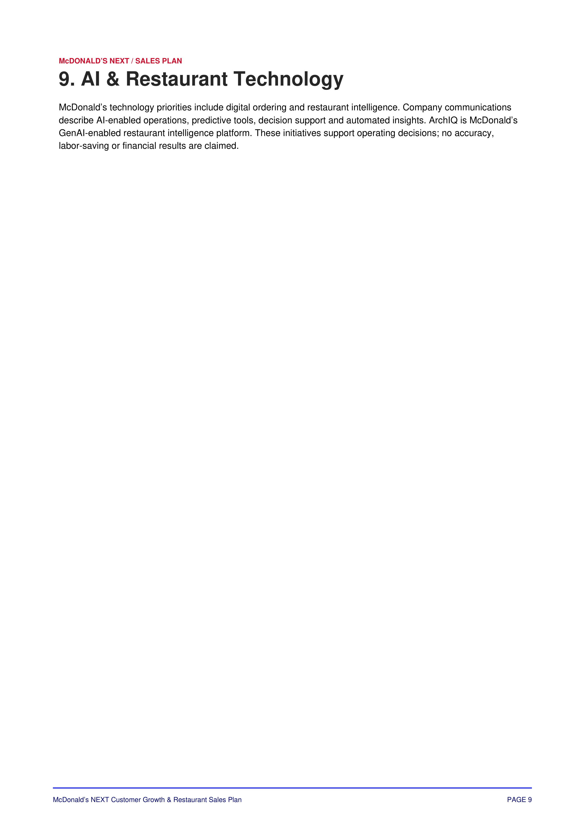 McDonald’s NEXT Customer Growth & Restaurant Sales Plan — page 10