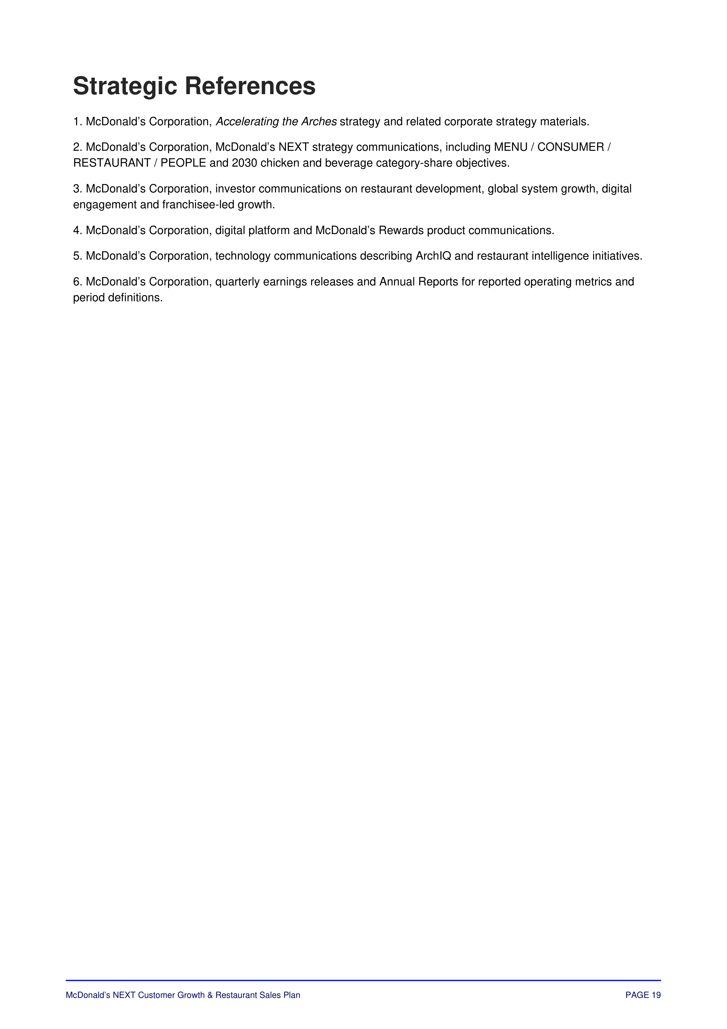 McDonald’s NEXT Customer Growth & Restaurant Sales Plan — page 20