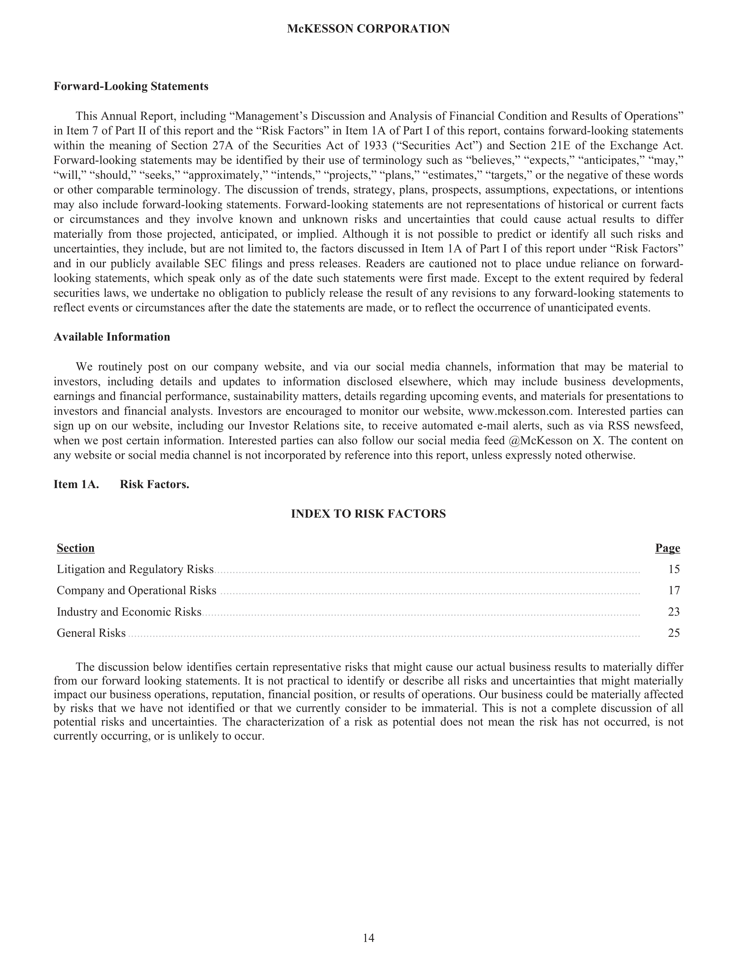 McKesson Annual Report — page 20
