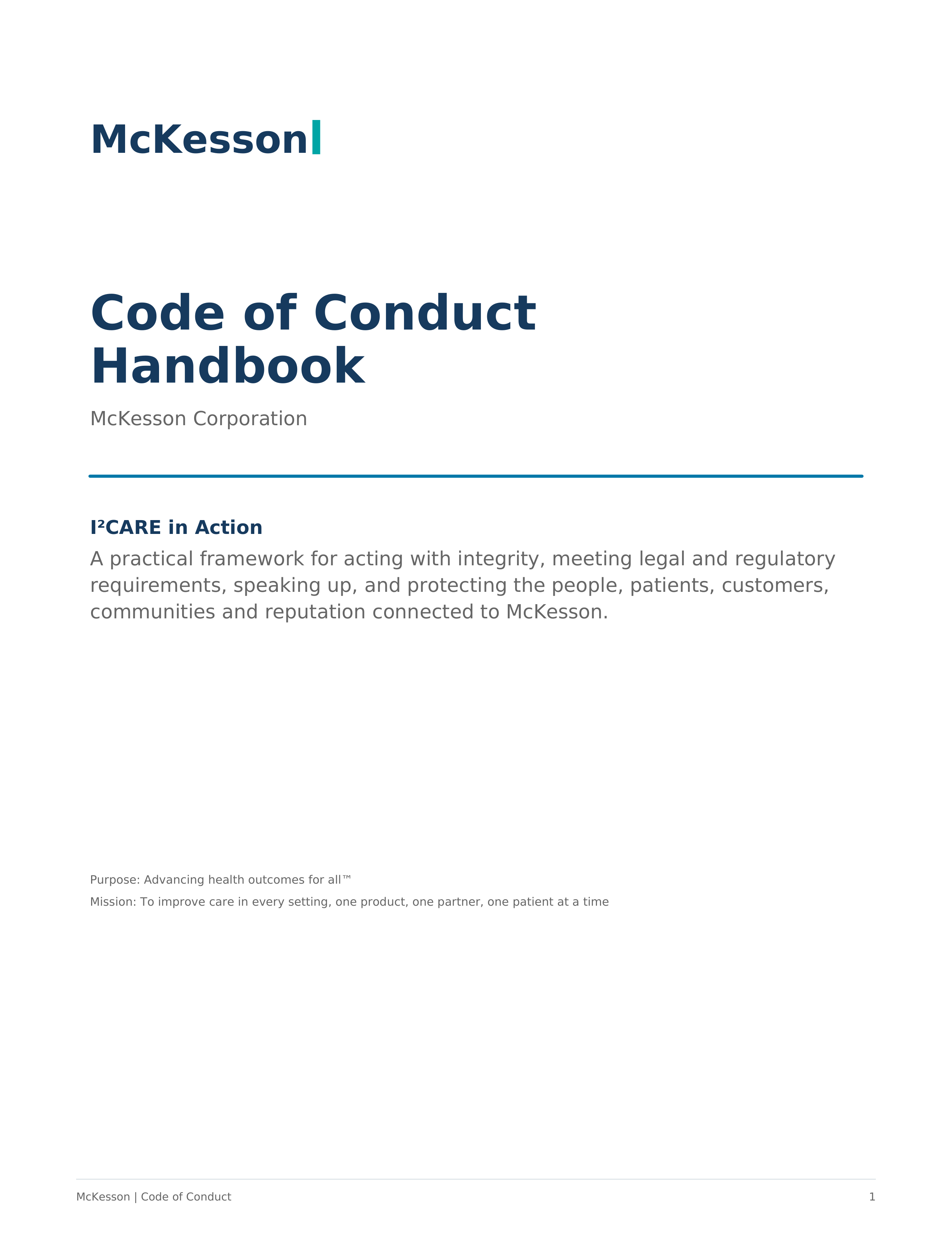 McKesson Code of Conduct Handbook — page 1