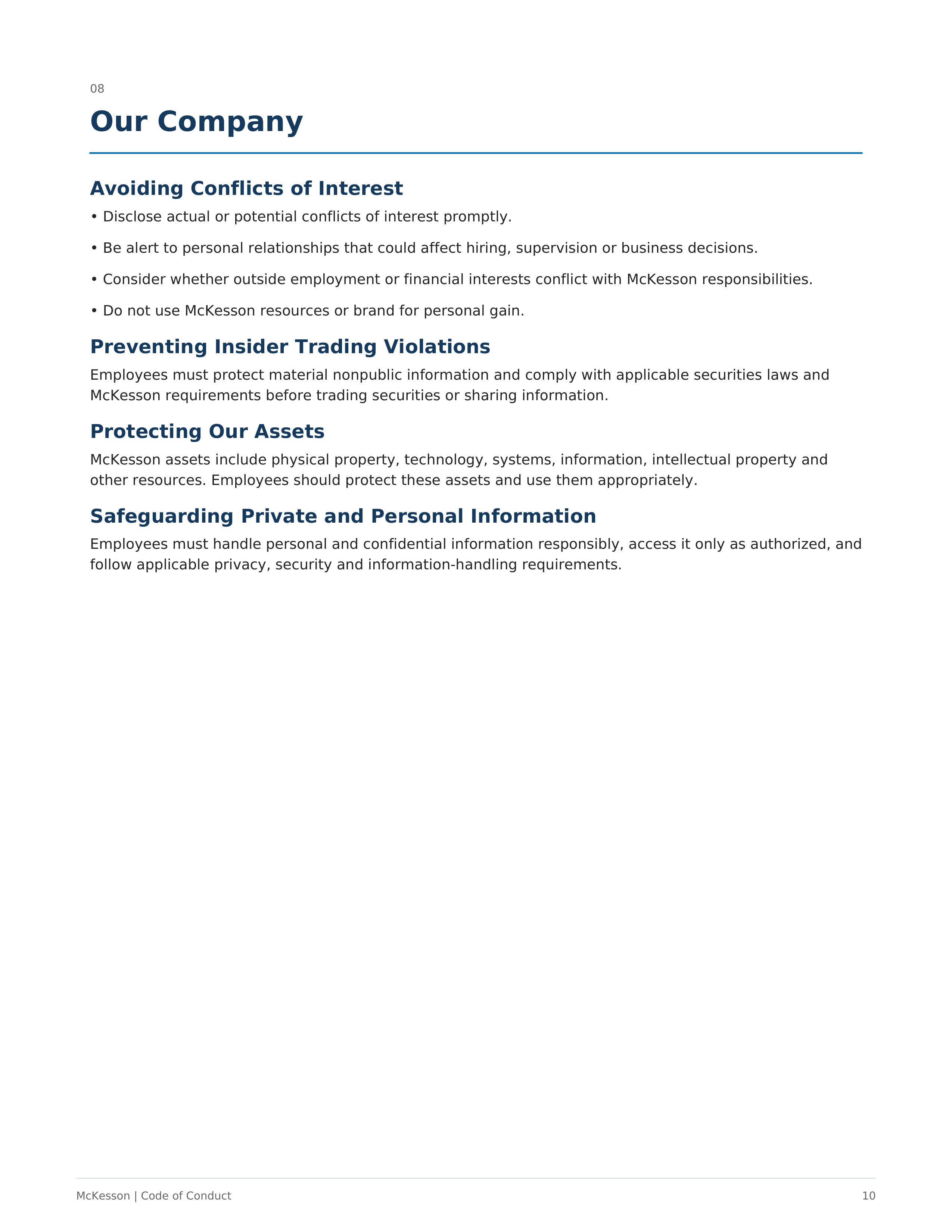 McKesson Code of Conduct Handbook — page 10