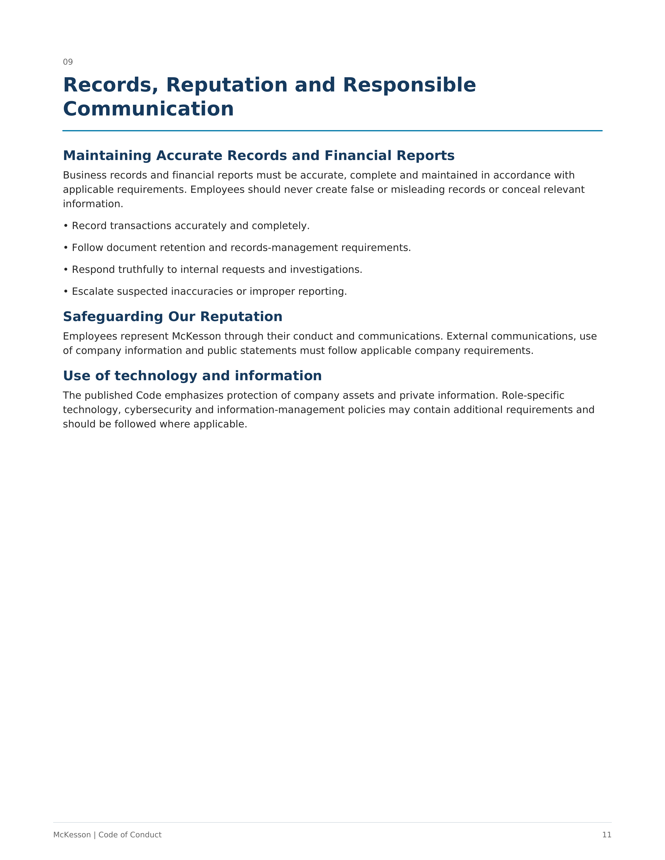 McKesson Code of Conduct Handbook — page 11