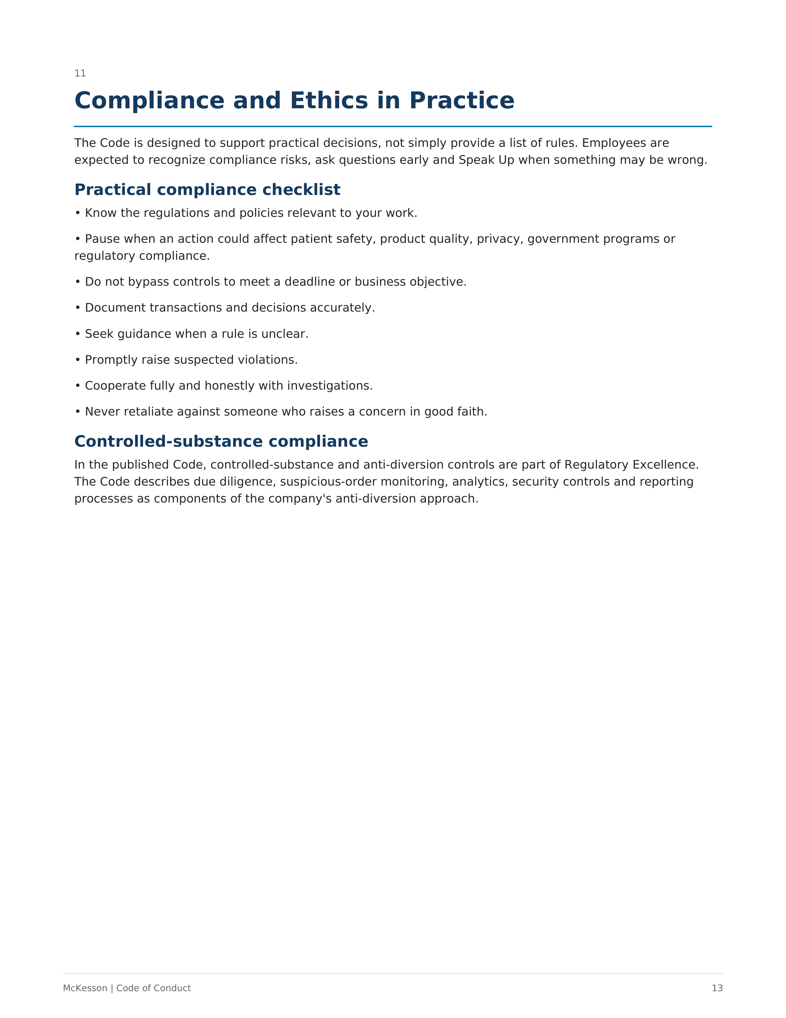 McKesson Code of Conduct Handbook — page 13