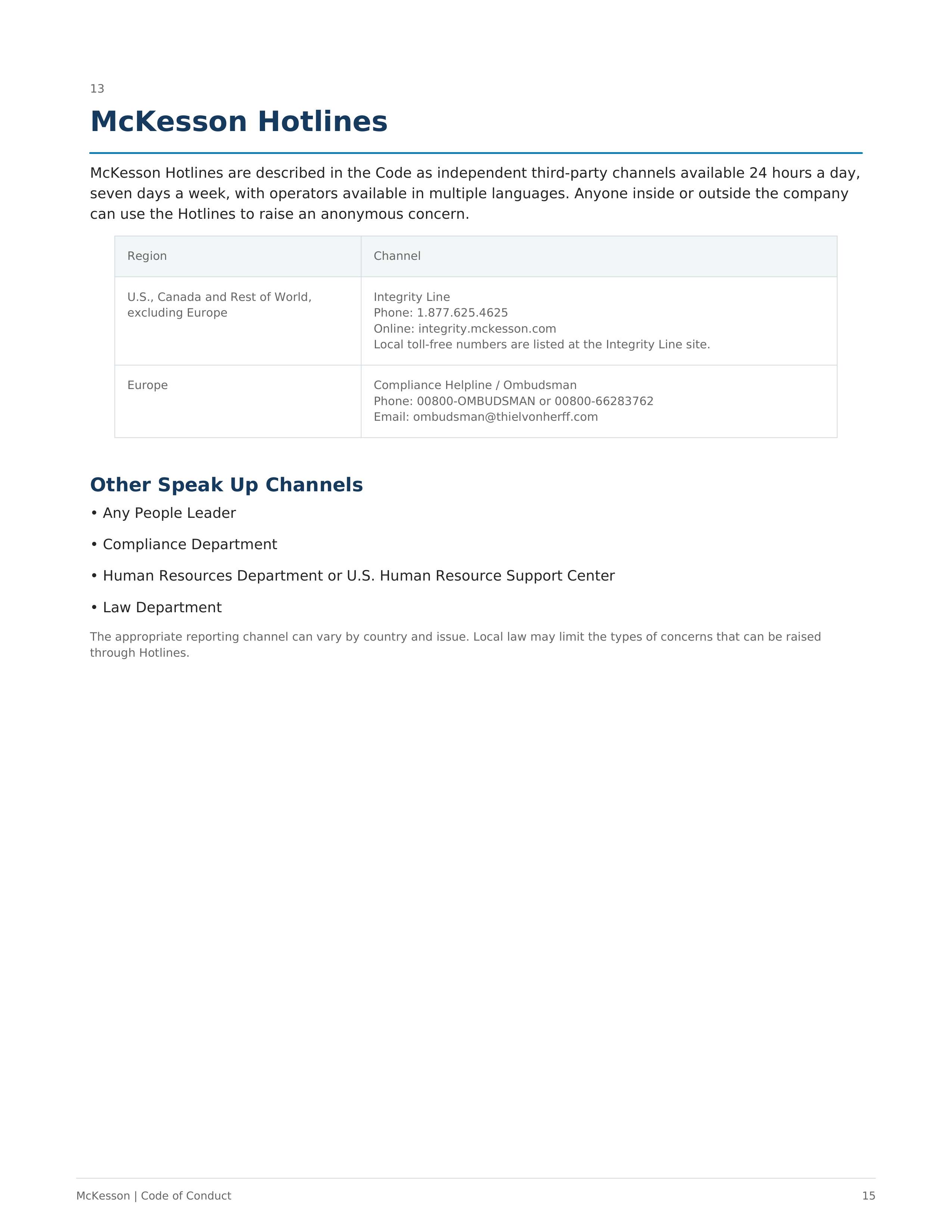 McKesson Code of Conduct Handbook — page 15