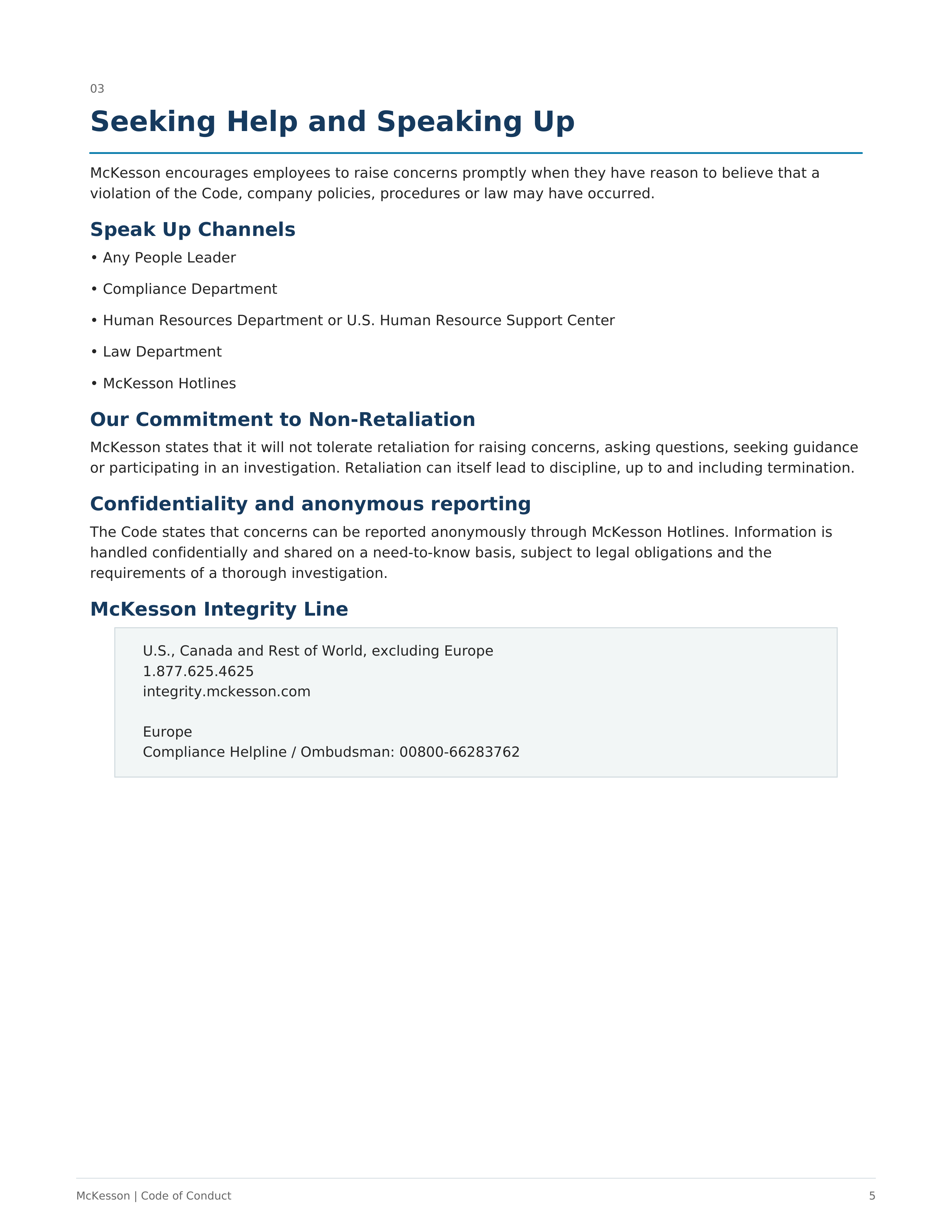 McKesson Code of Conduct Handbook — page 5