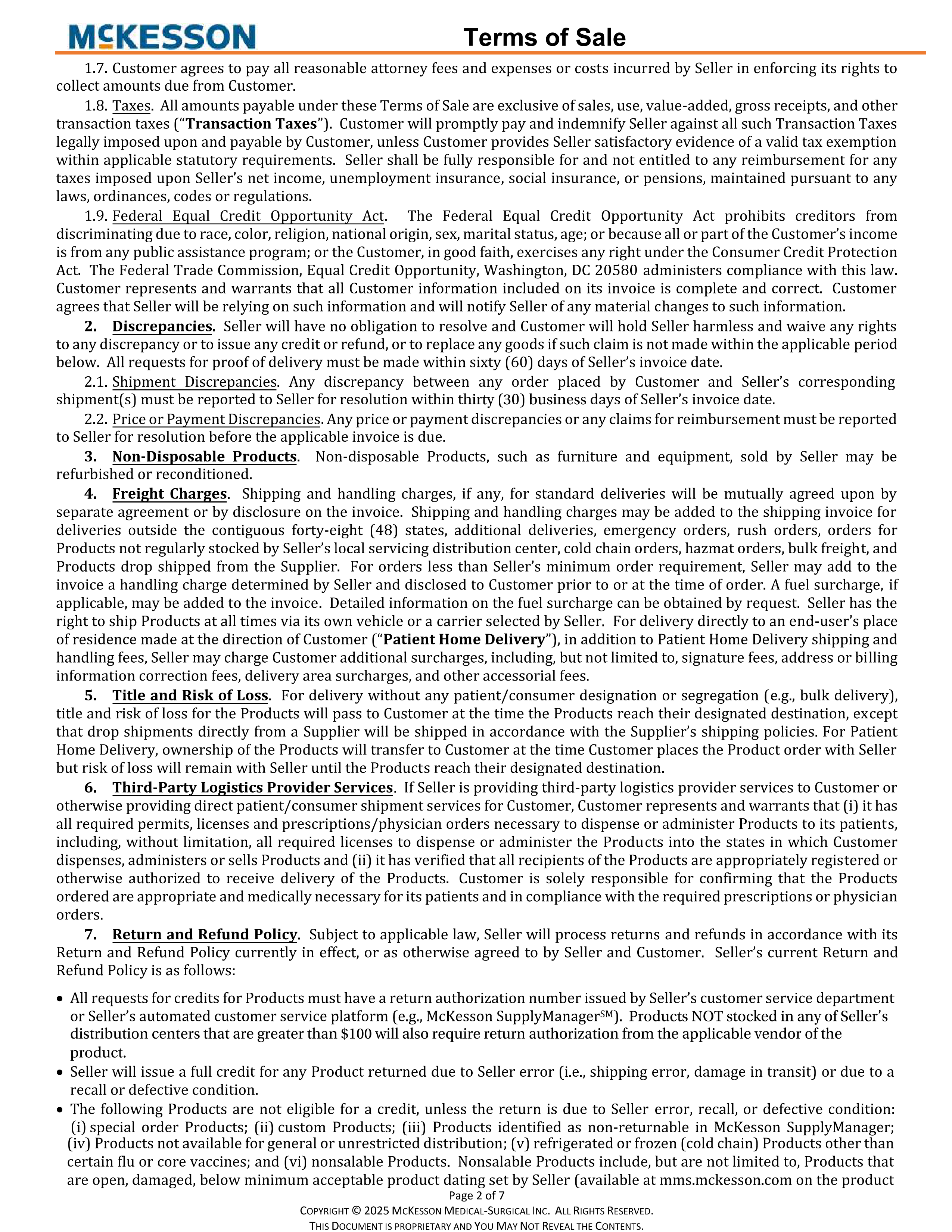 McKesson Corporation Product Purchase — page 2