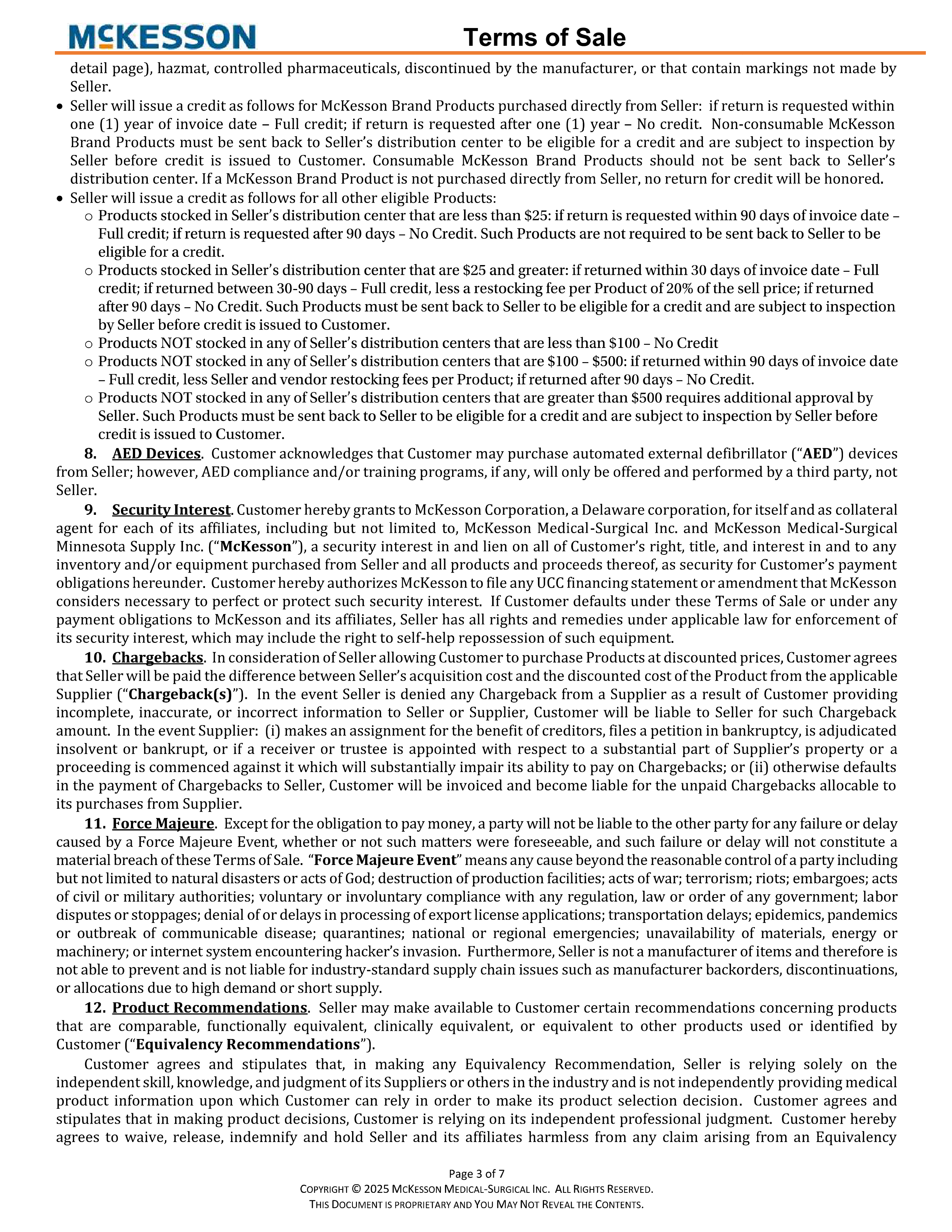 McKesson Corporation Product Purchase — page 3