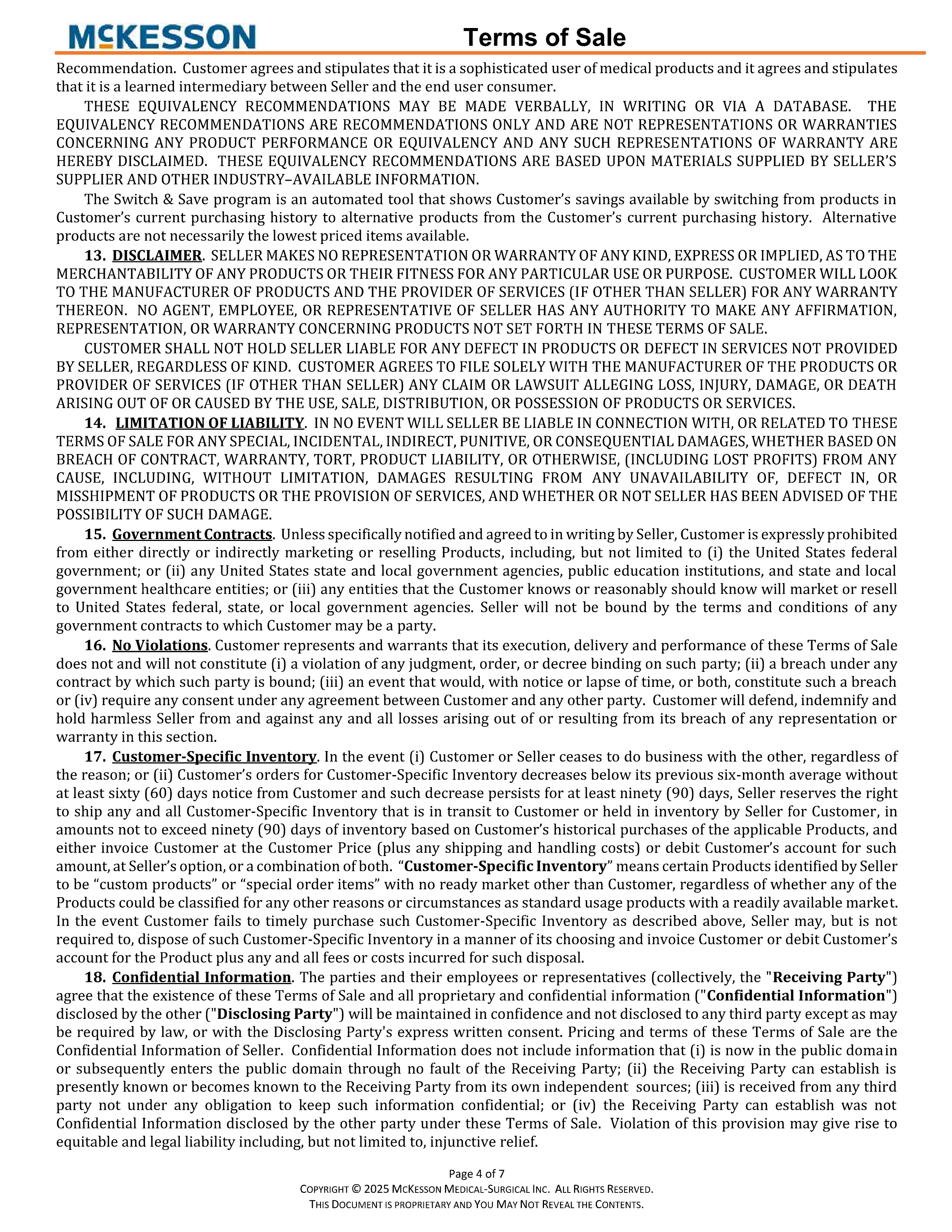 McKesson Corporation Product Purchase — page 4