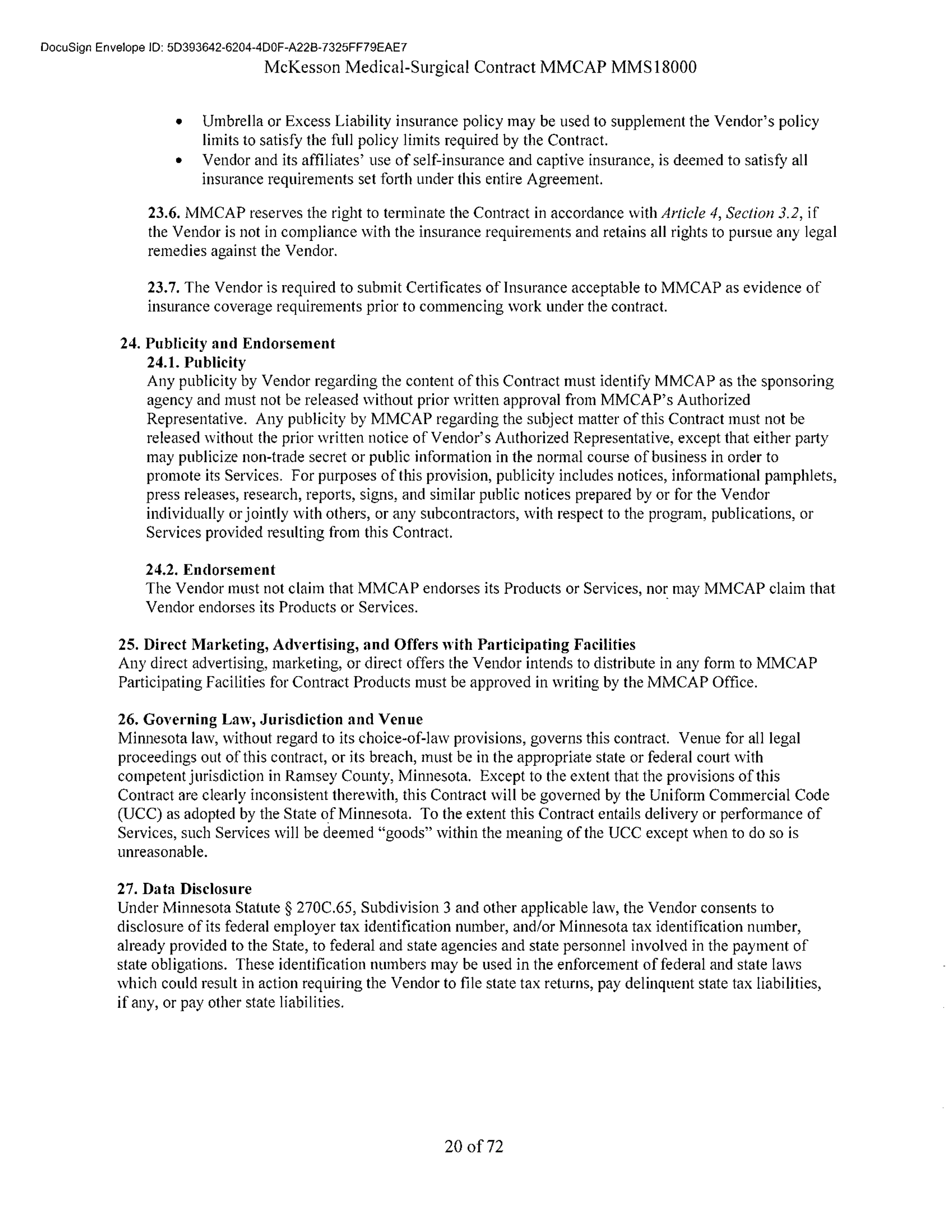 McKesson Medical Surgical Contract — page 20