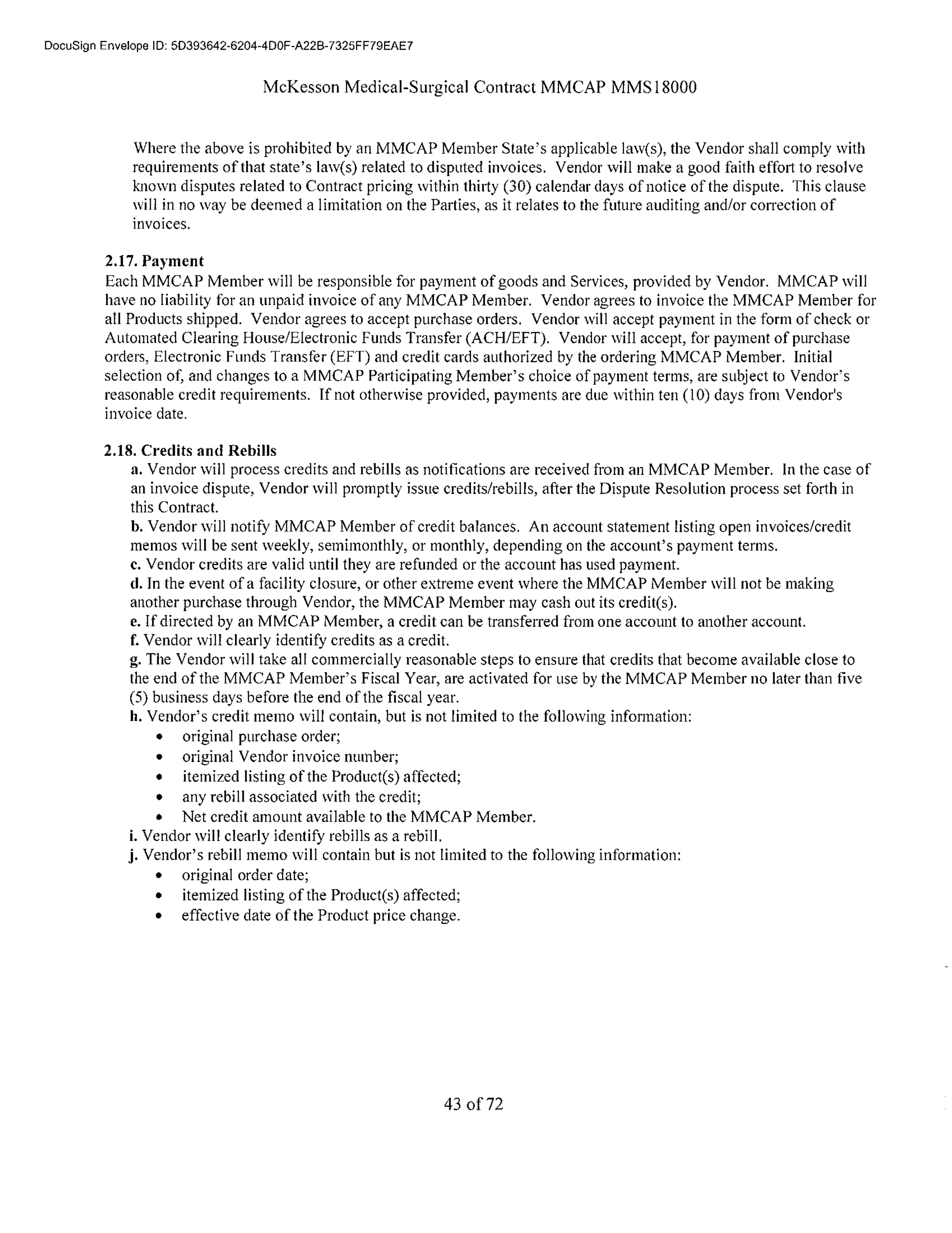 McKesson Medical Surgical Contract — page 43