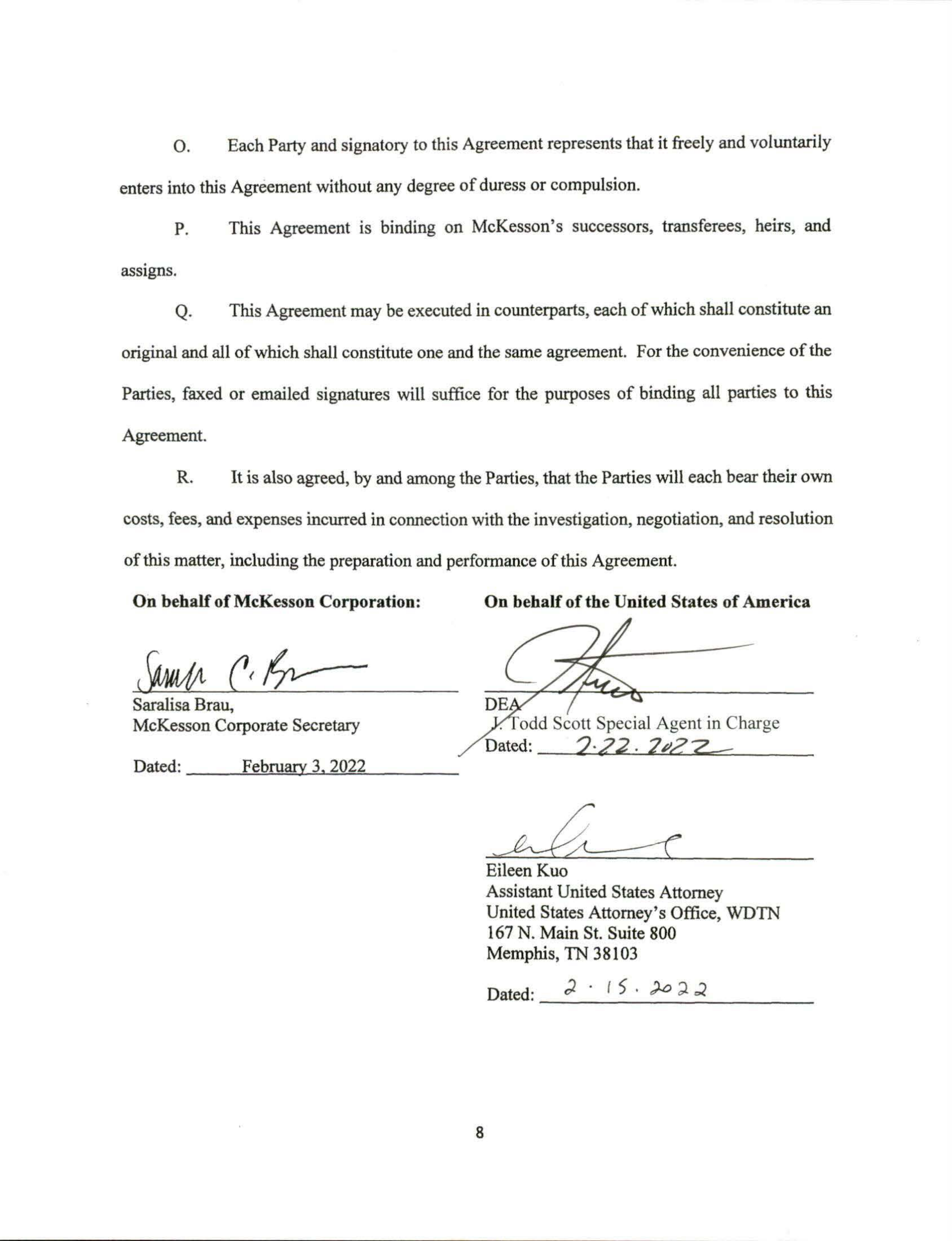 McKesson Settlement Agreement — page 8