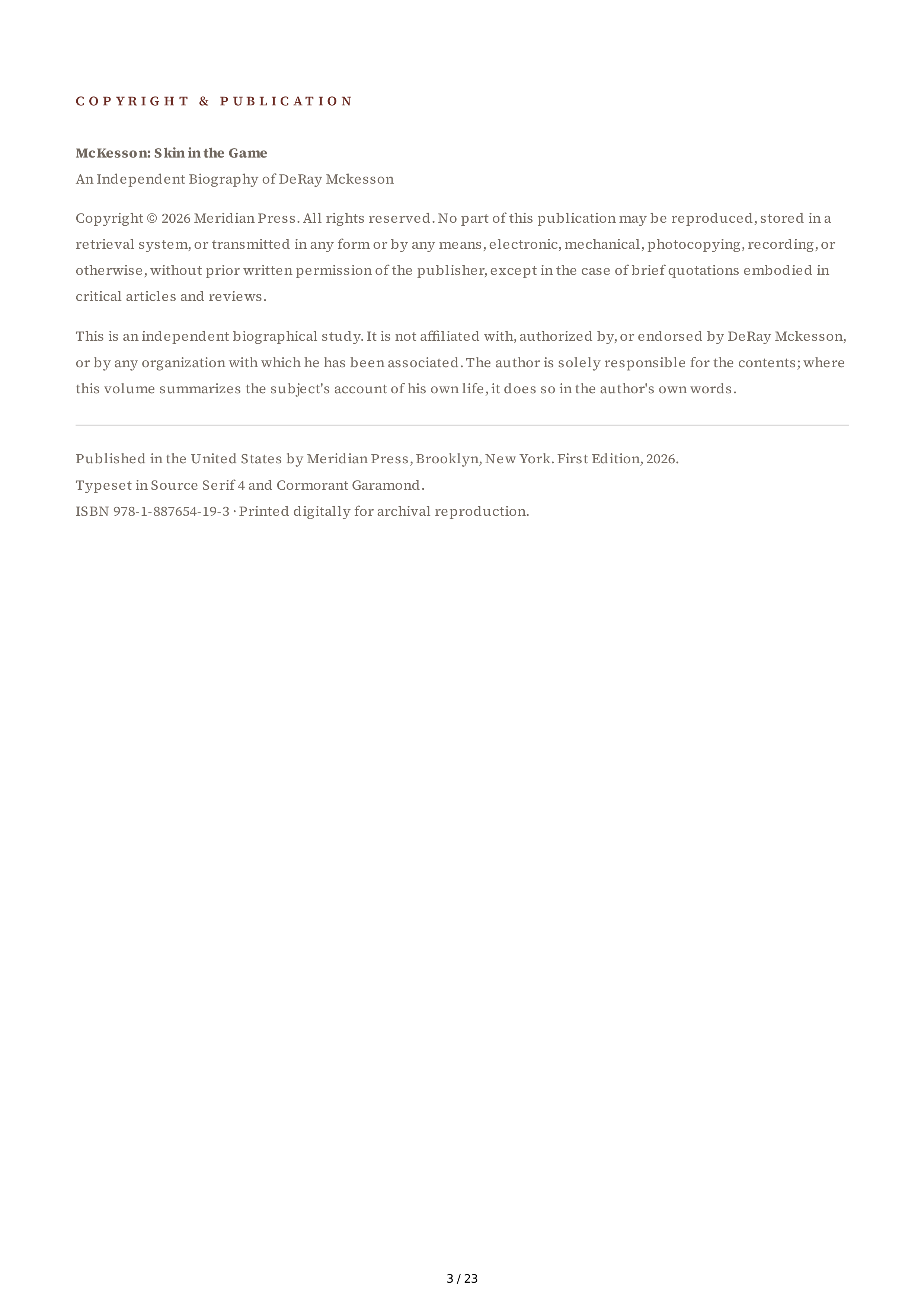 McKesson Skin in the Game Biography — page 3