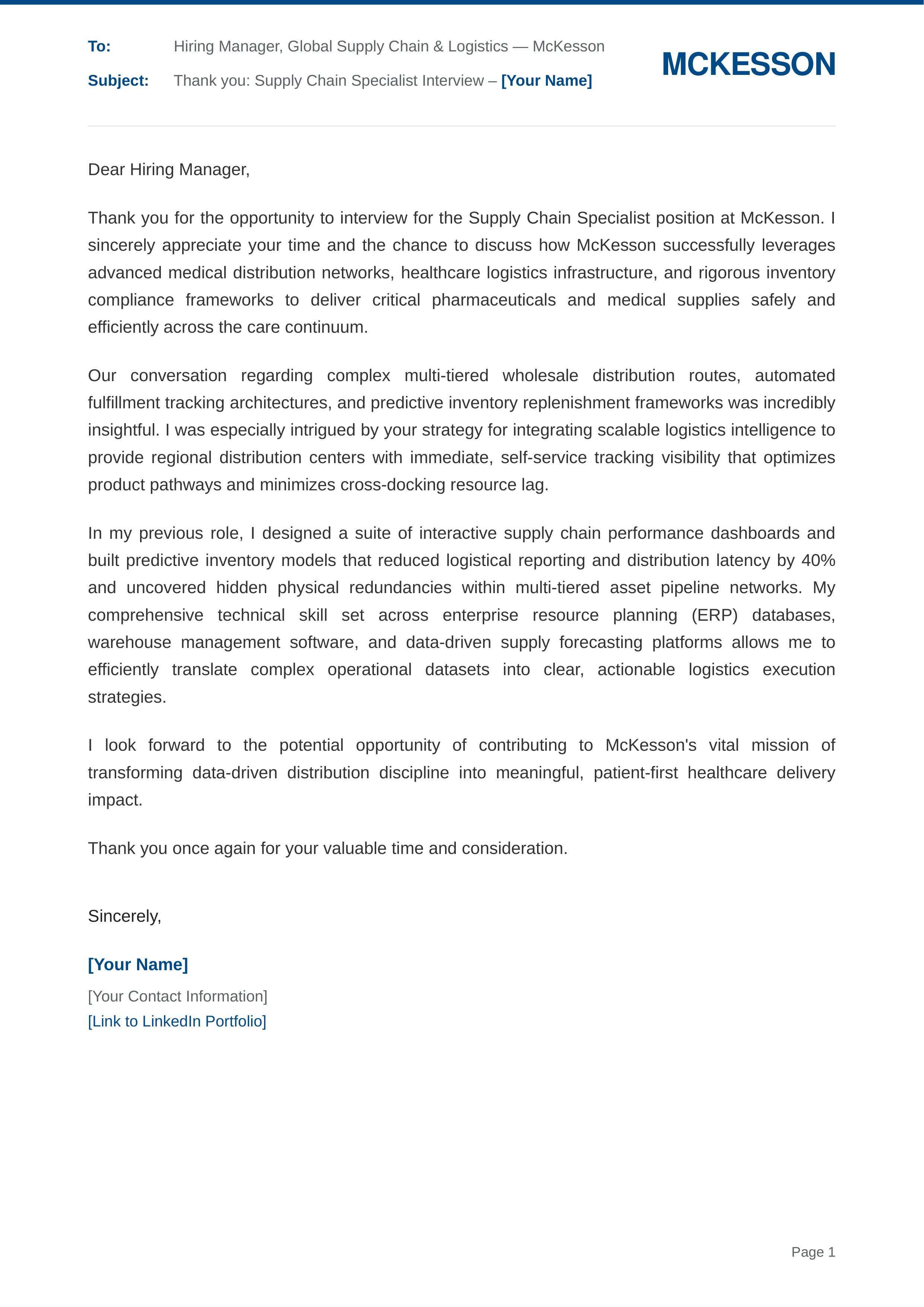 McKesson Supply Chain Specialist — page 1