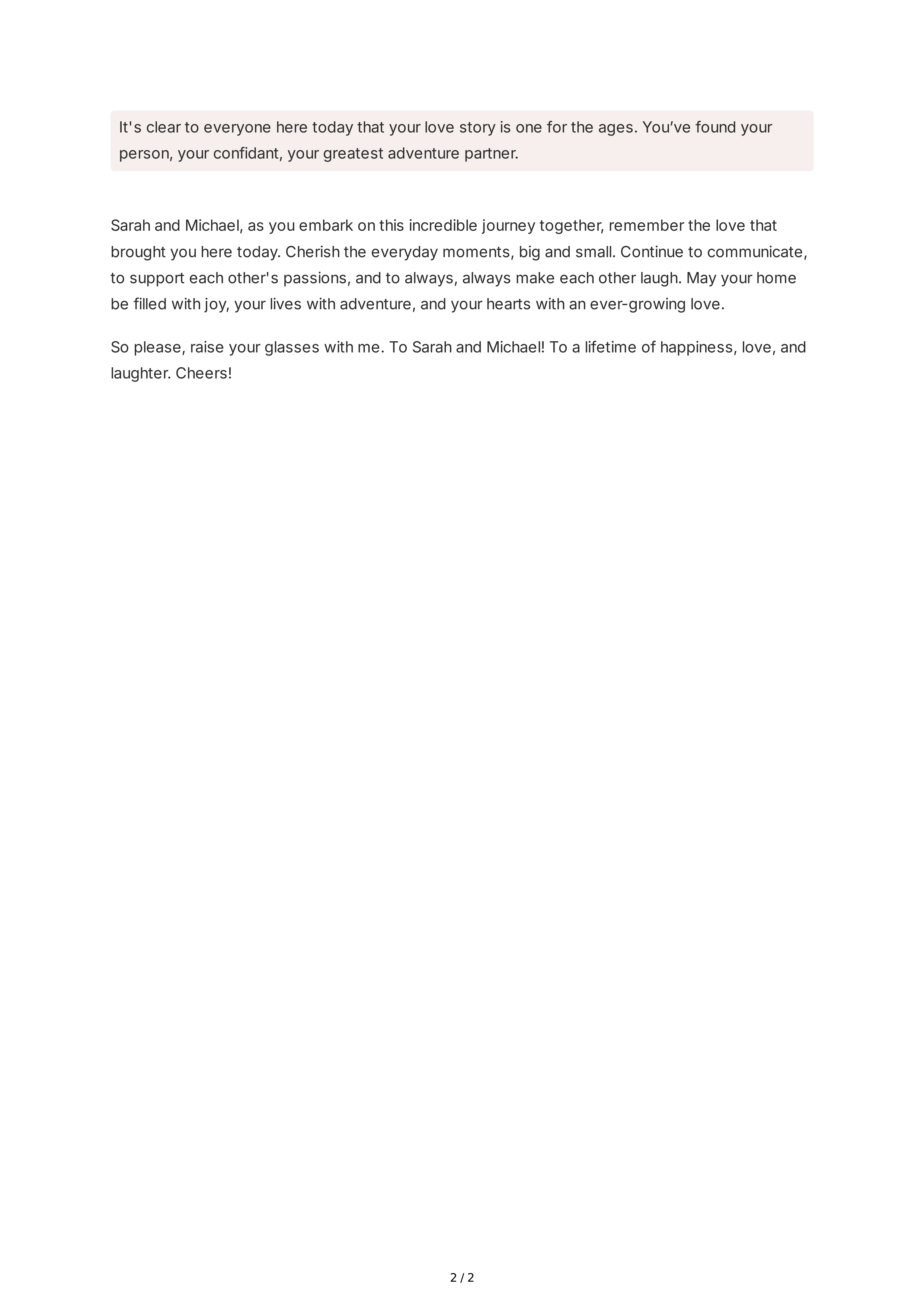 Meaningful Maid of Honor Speech — page 2