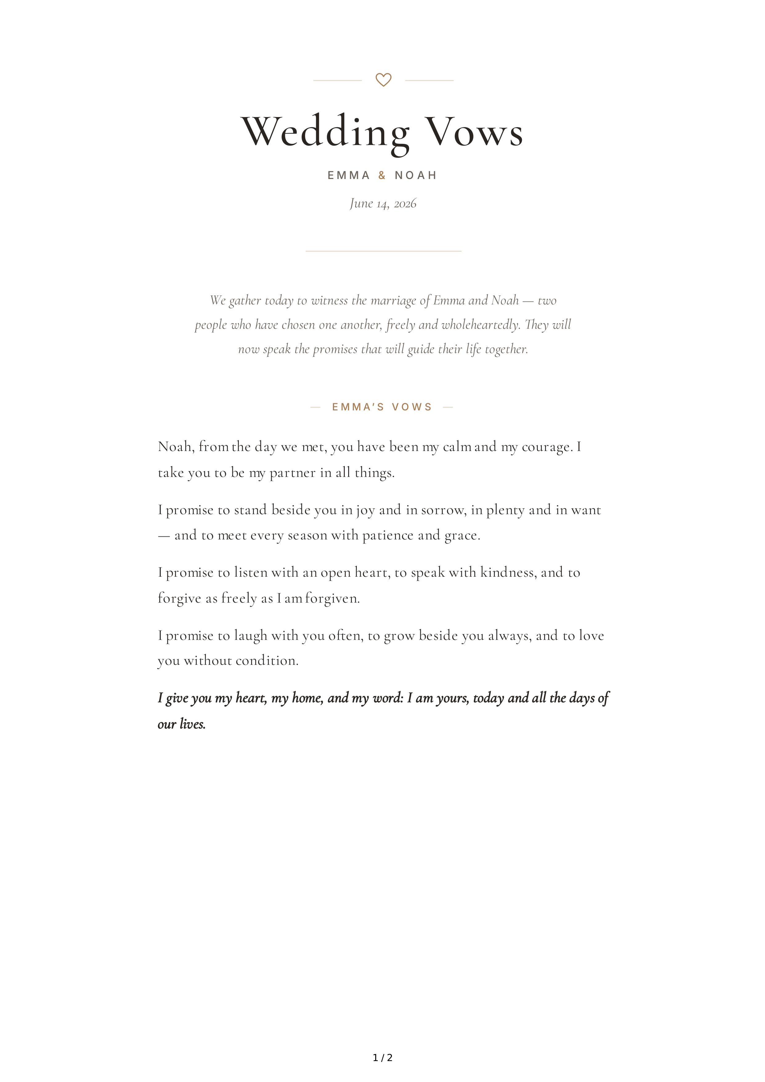 Meaningful Wedding Vows — page 1