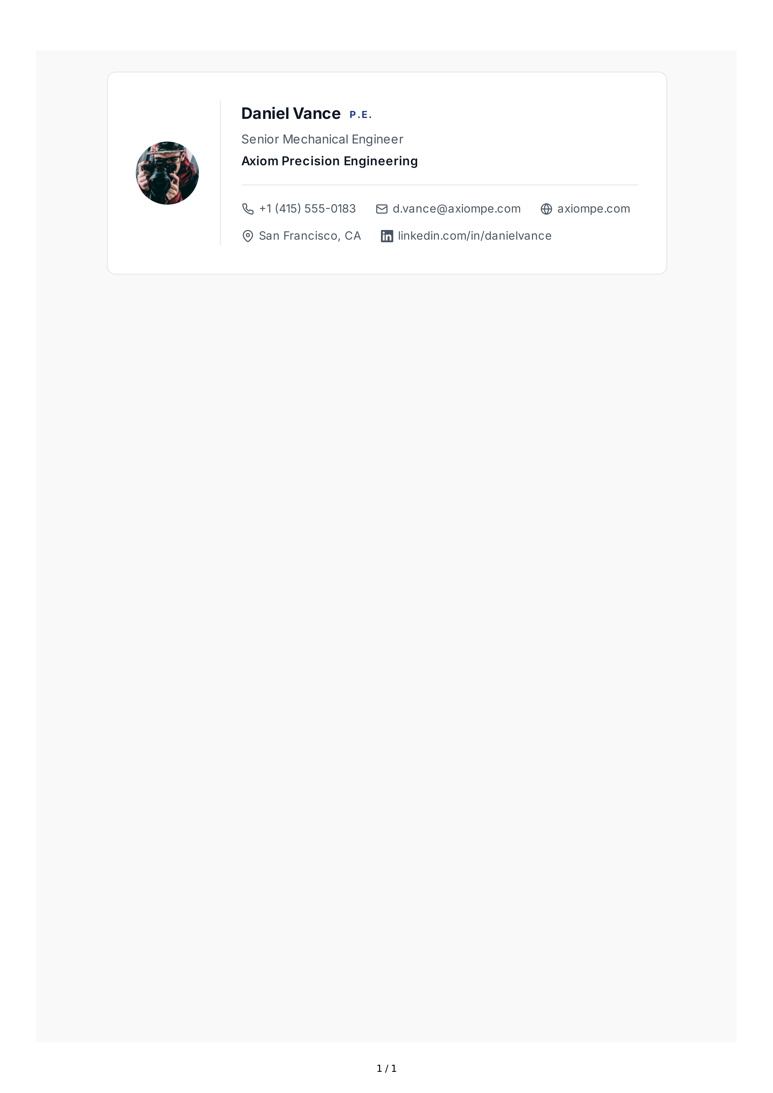 Mechanical Engineer Email Signature — page 1