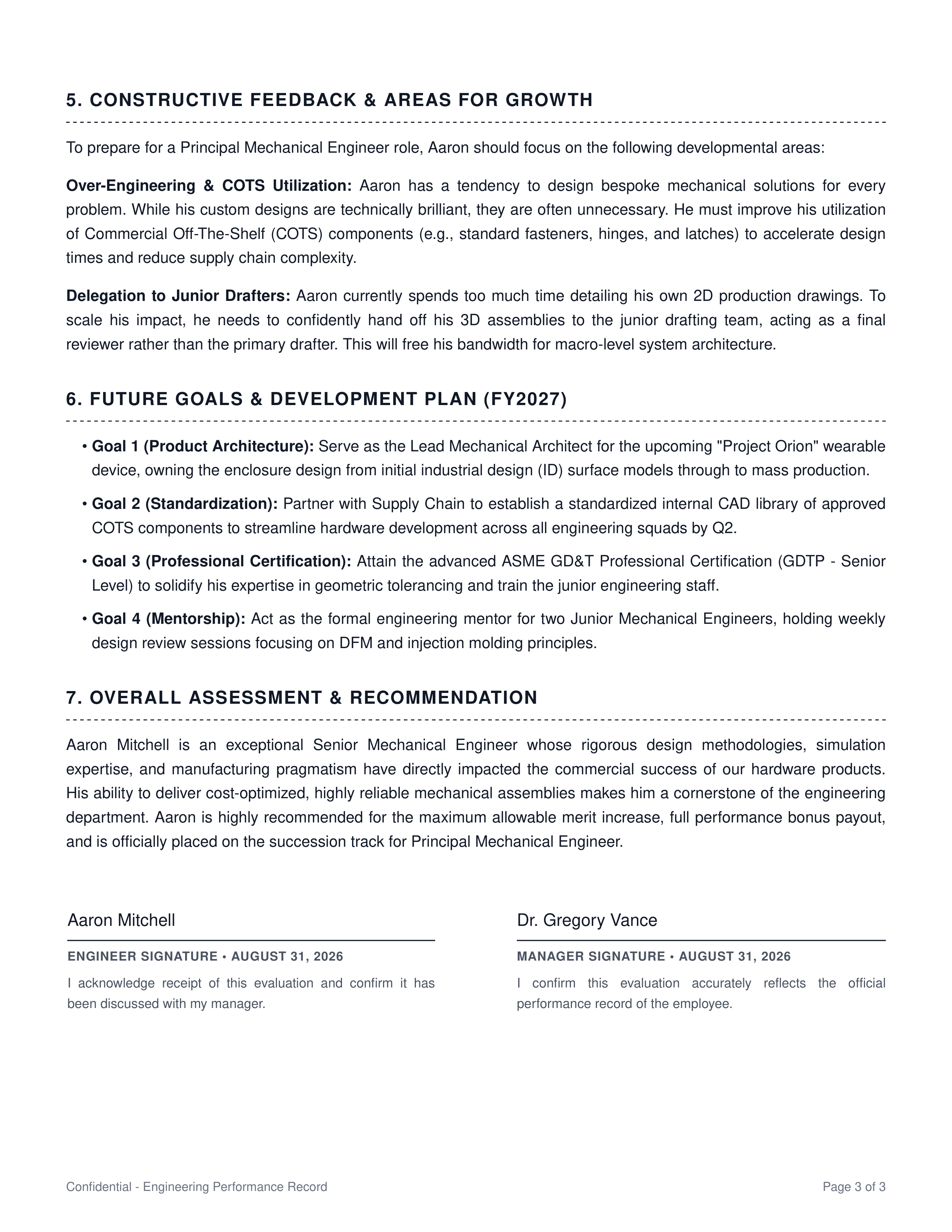 Mechanical Engineer Performance Review — page 3