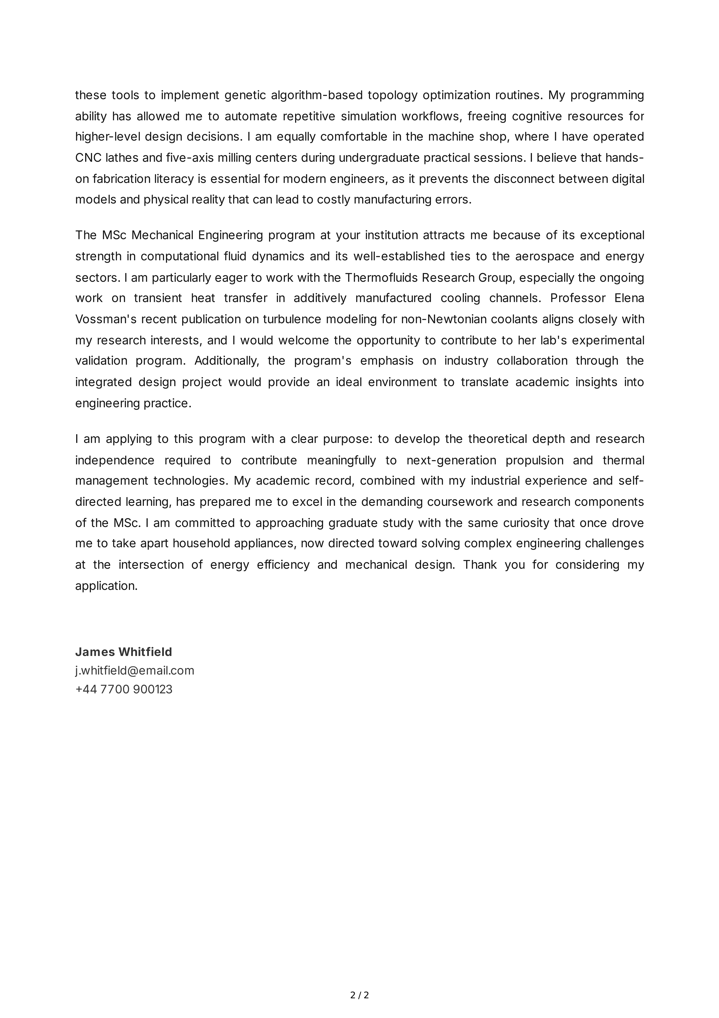 Mechanical Engineering Personal Statement — page 2