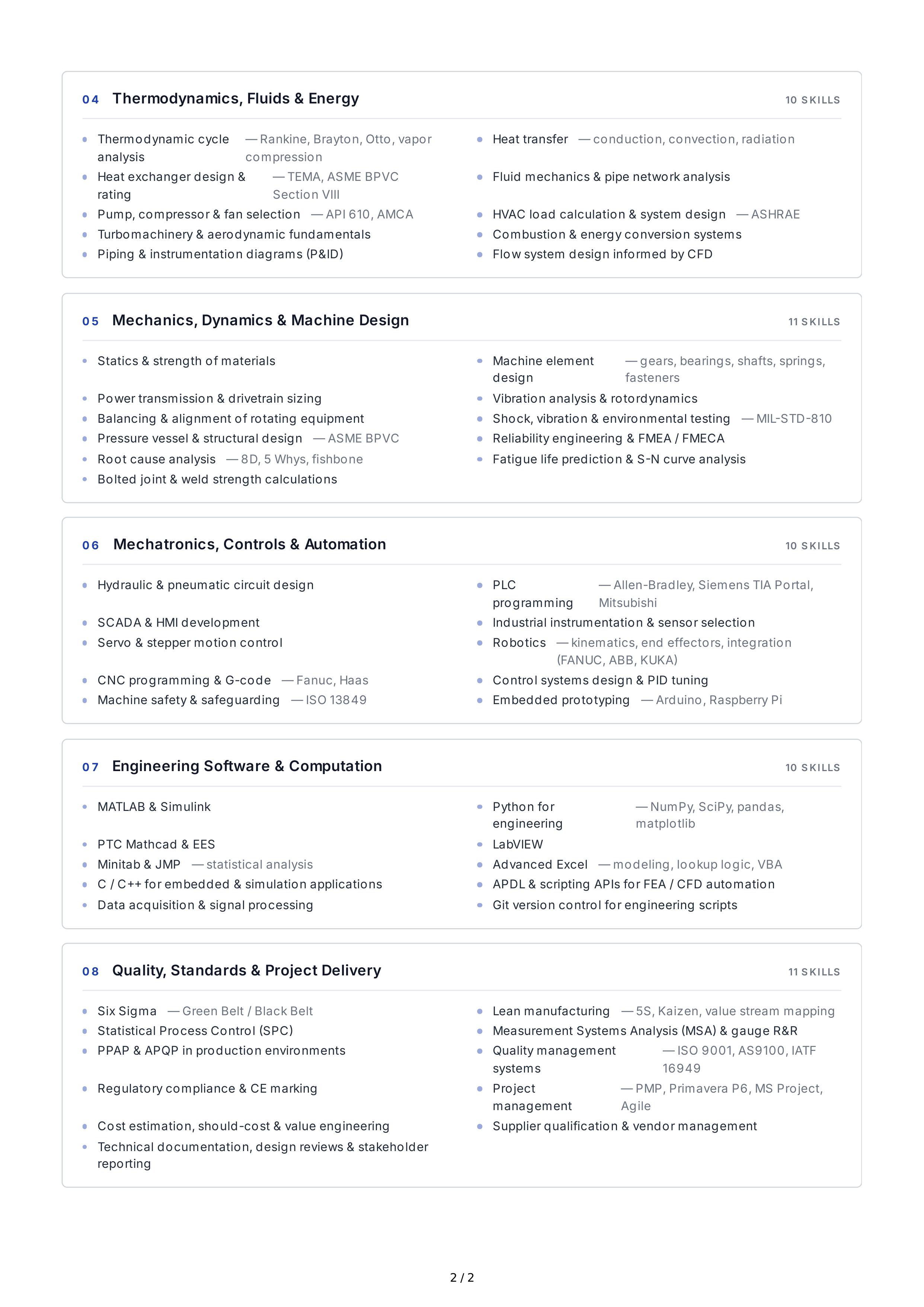 Mechanical Engineering Technical Skills — page 2