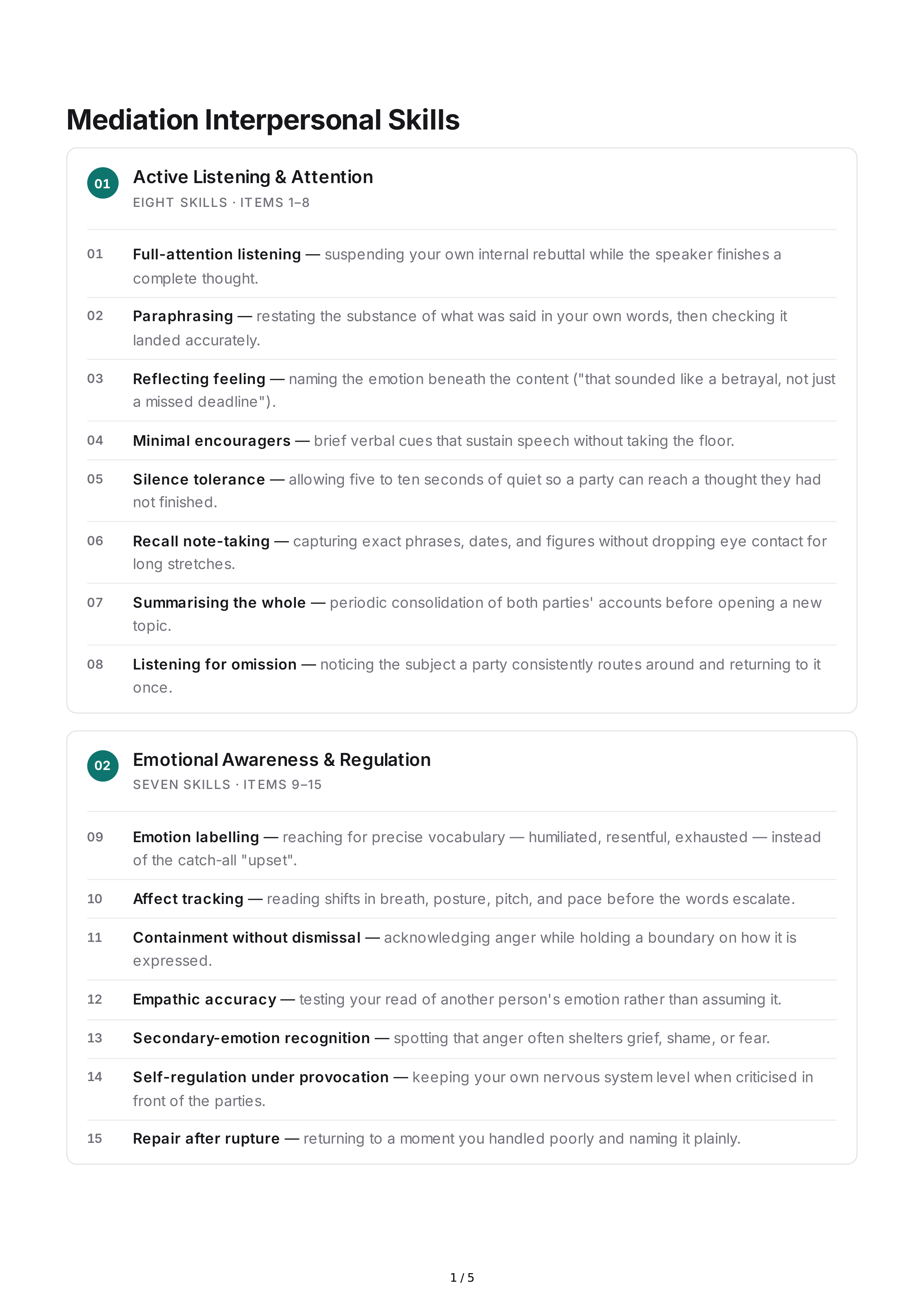 Mediation Interpersonal Skills — page 1