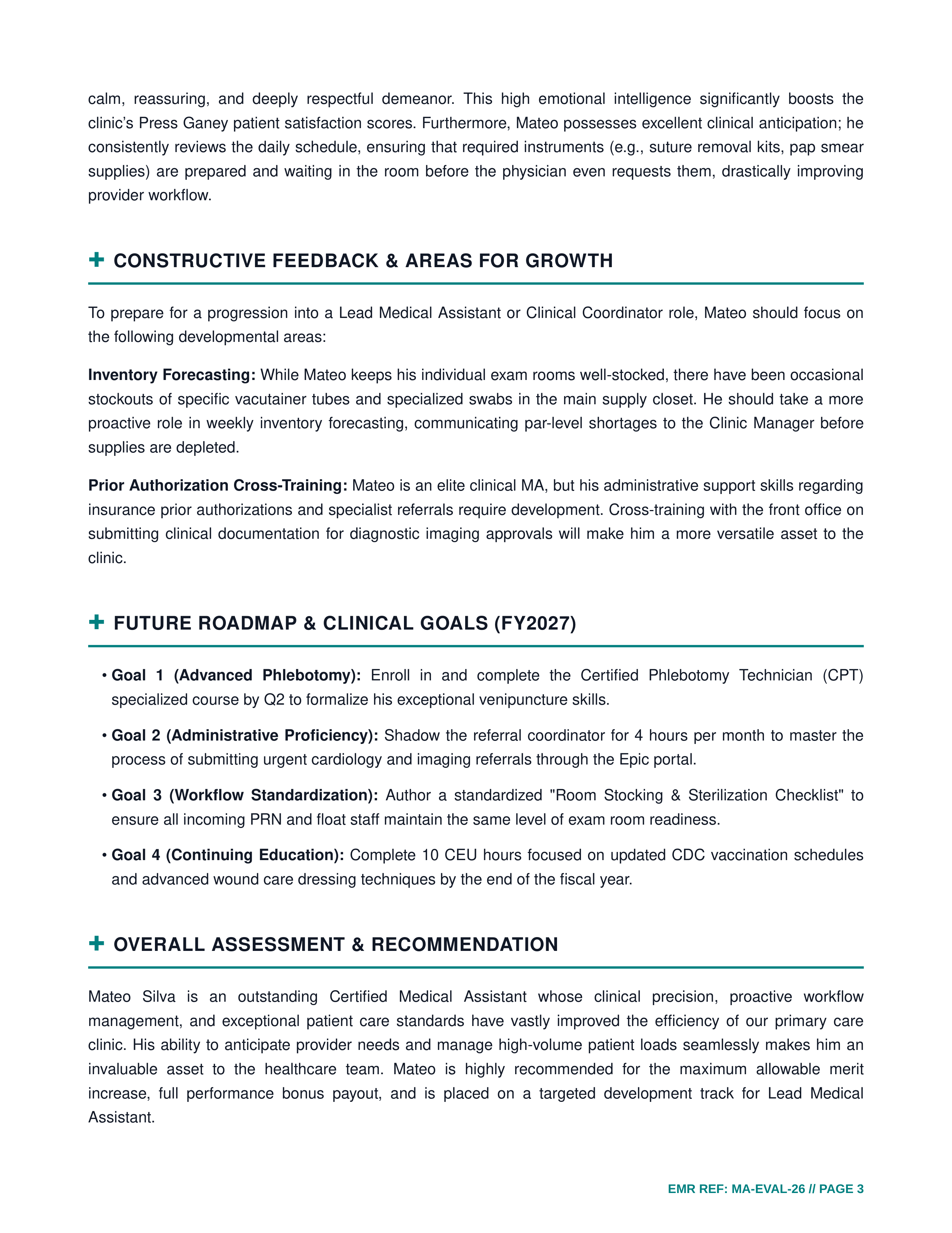 Medical Assistant Performance Review — page 3