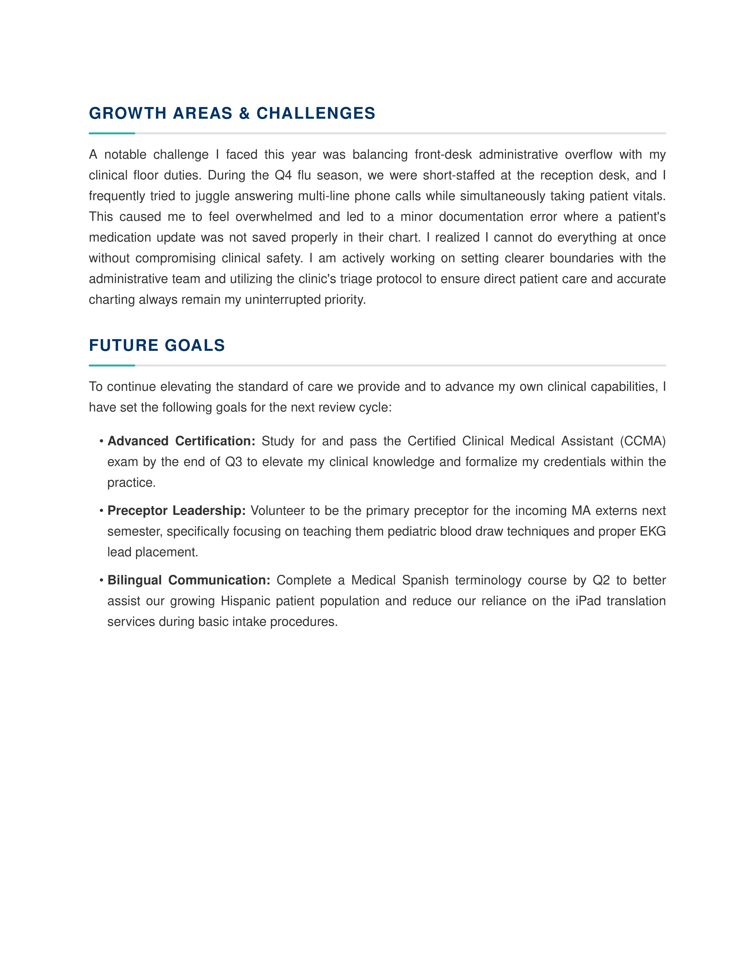 Medical Assistant Self Performance Review — page 2