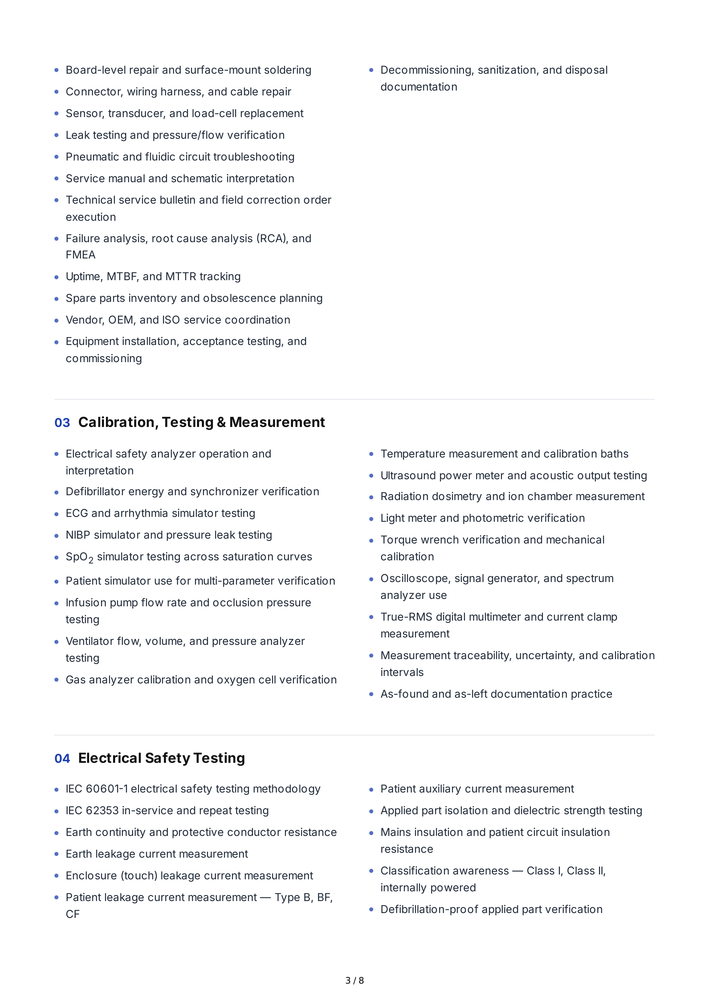 Medical Equipment Technical Skills — page 3