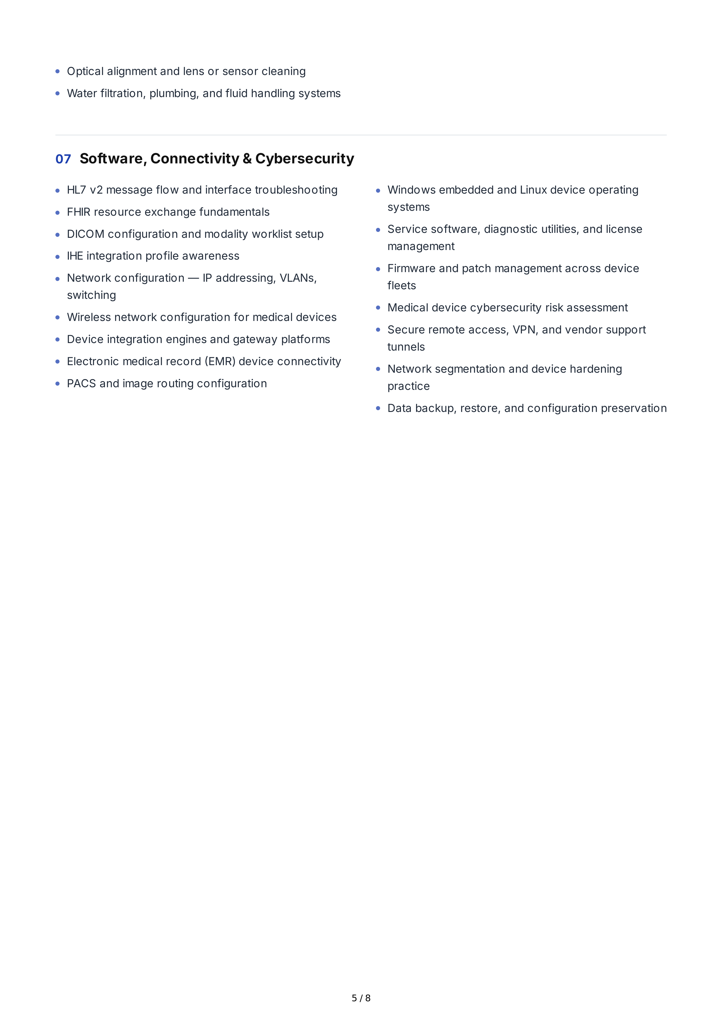 Medical Equipment Technical Skills — page 5