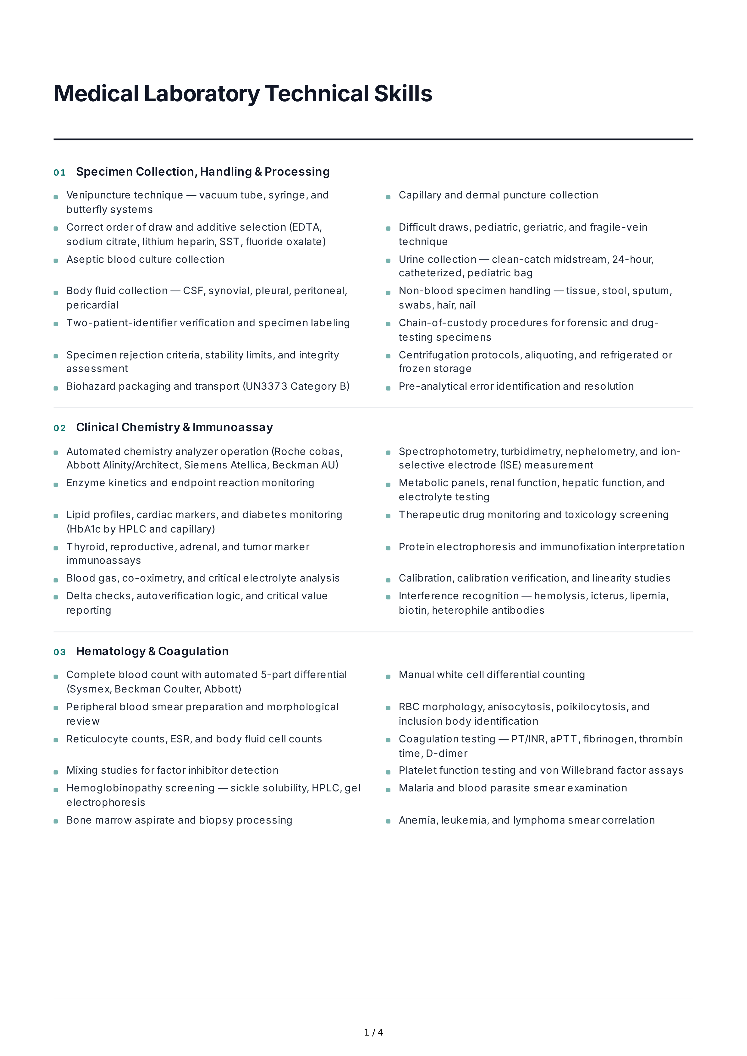 Medical Laboratory Technical Skills — page 1
