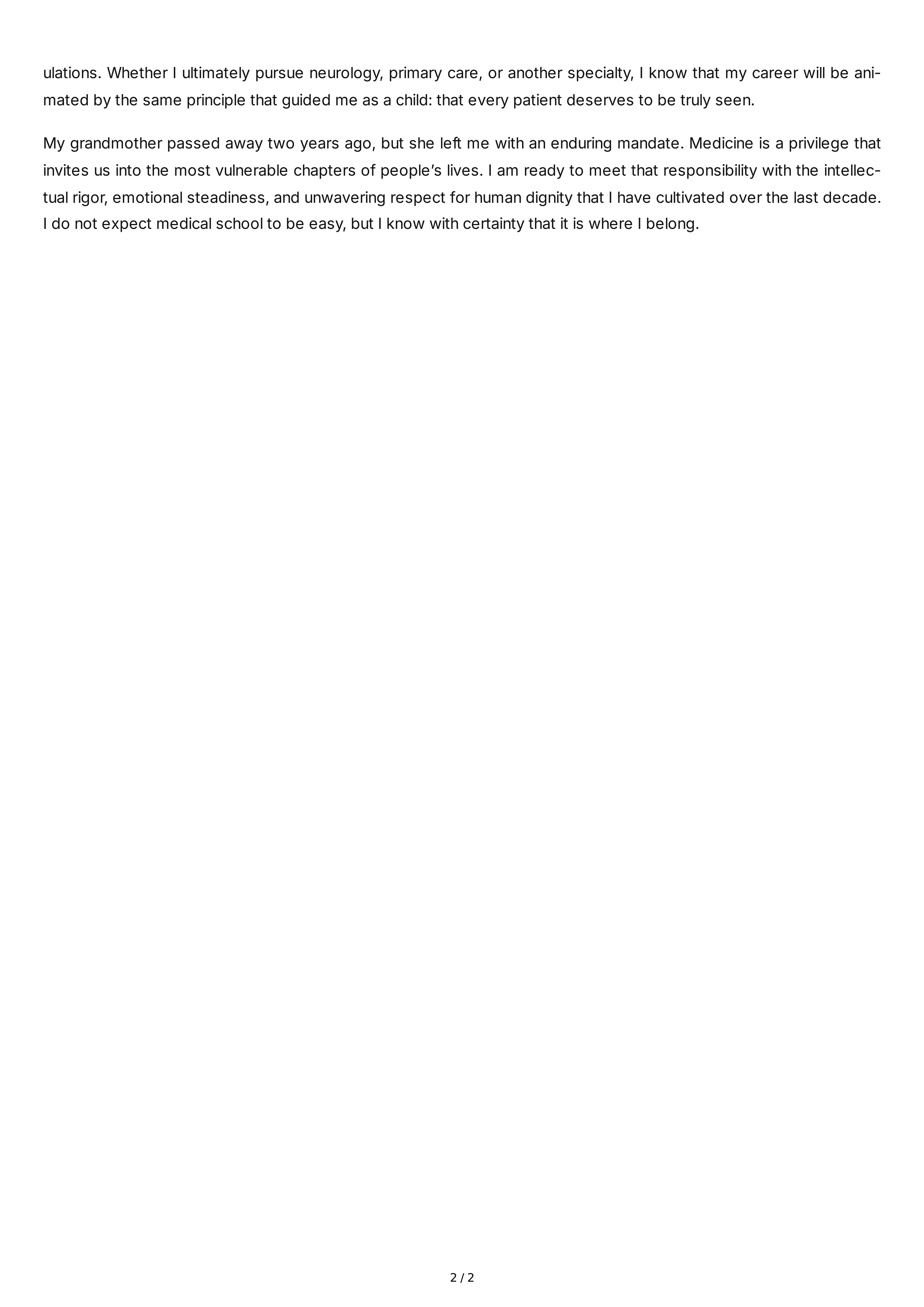 Medical School Personal Statement — page 2