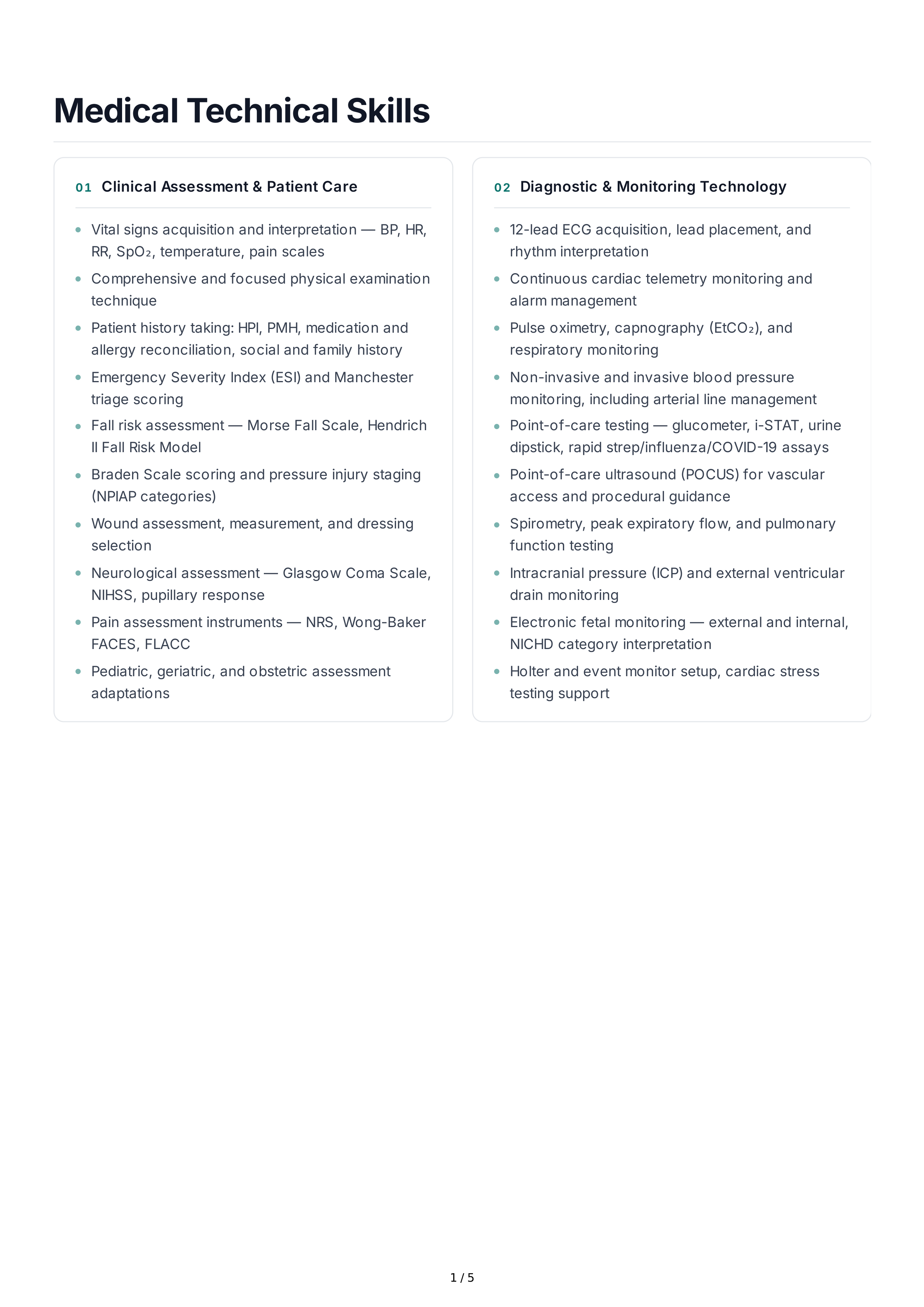 Medical Technical Skills — page 1