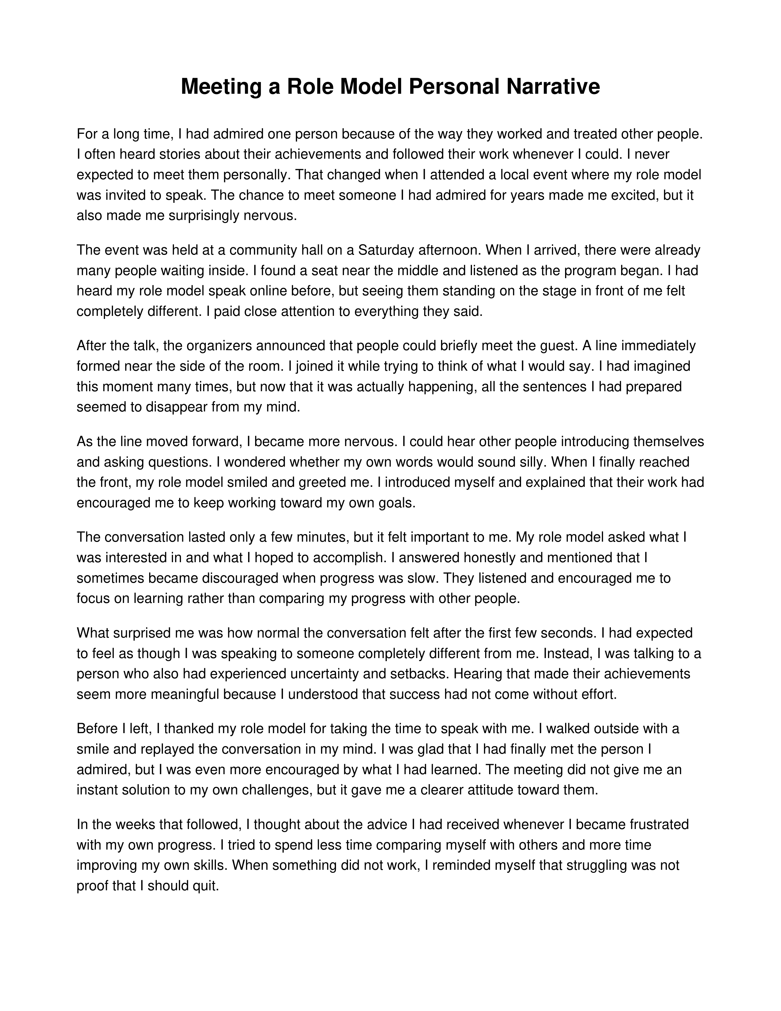 Meeting a Role Model Personal Narrative — page 1