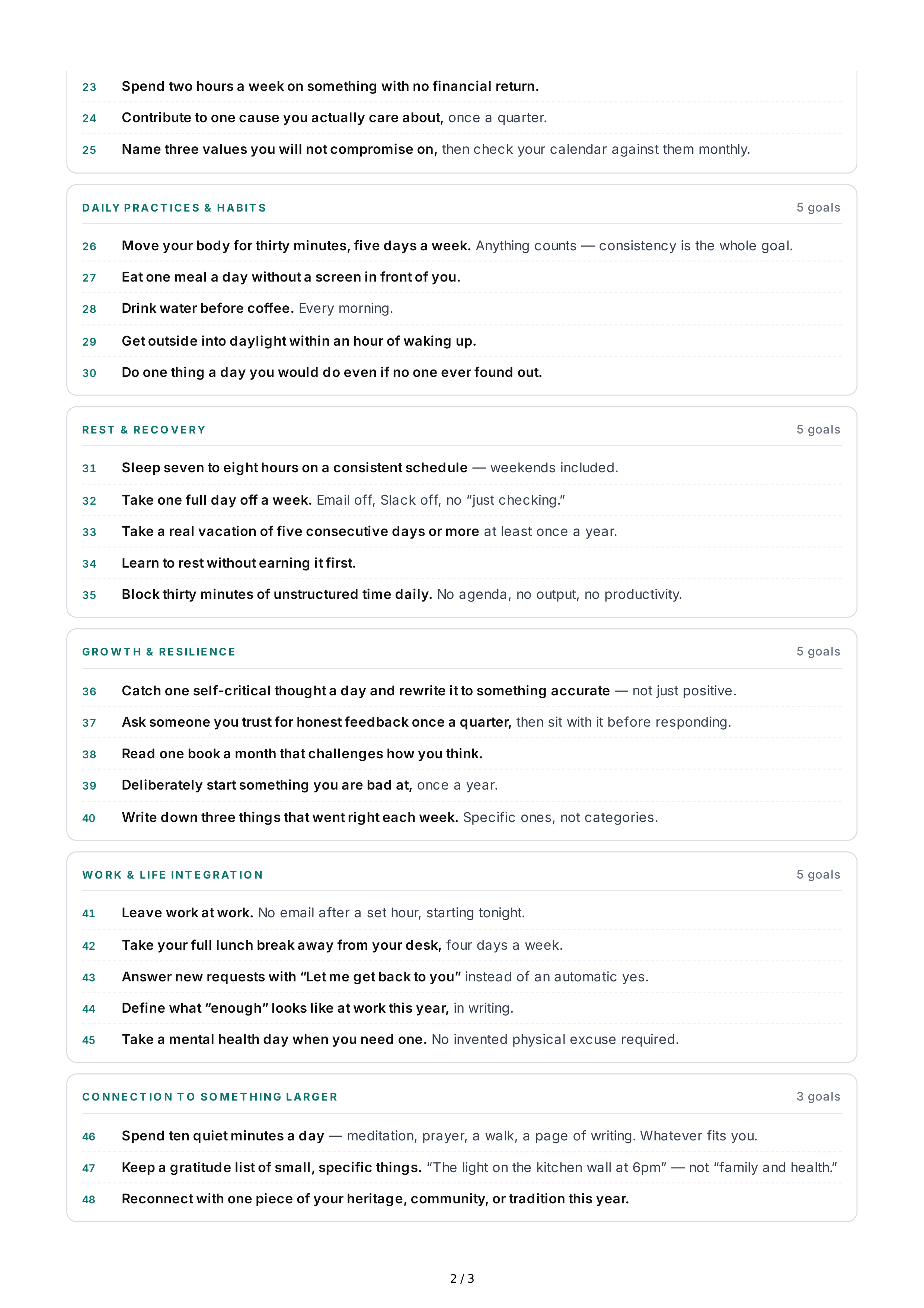 Mental Wellness Life Goals — page 2
