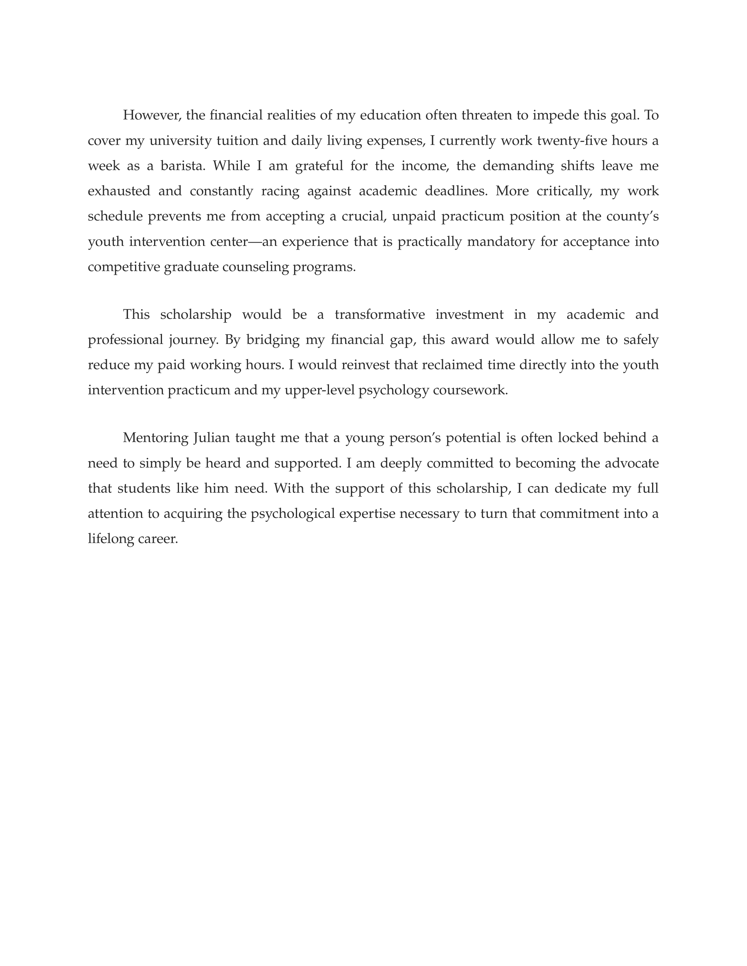Mentorship Experience Scholarship Essay — page 2