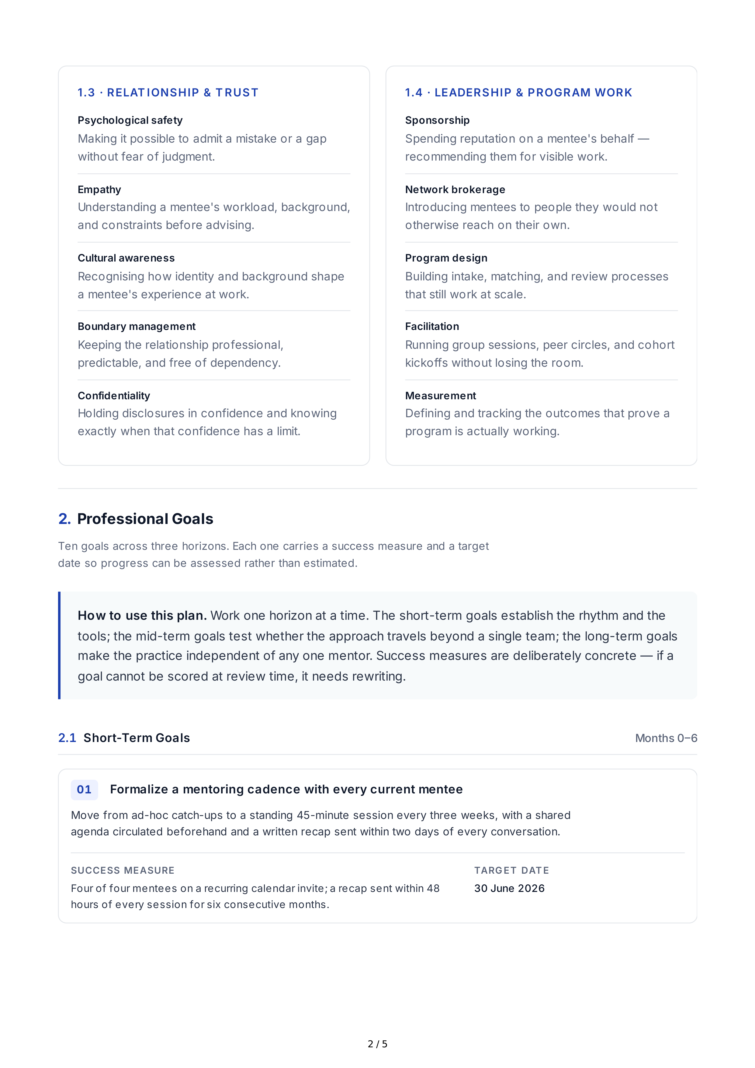 Mentorship Professional Goals — page 2
