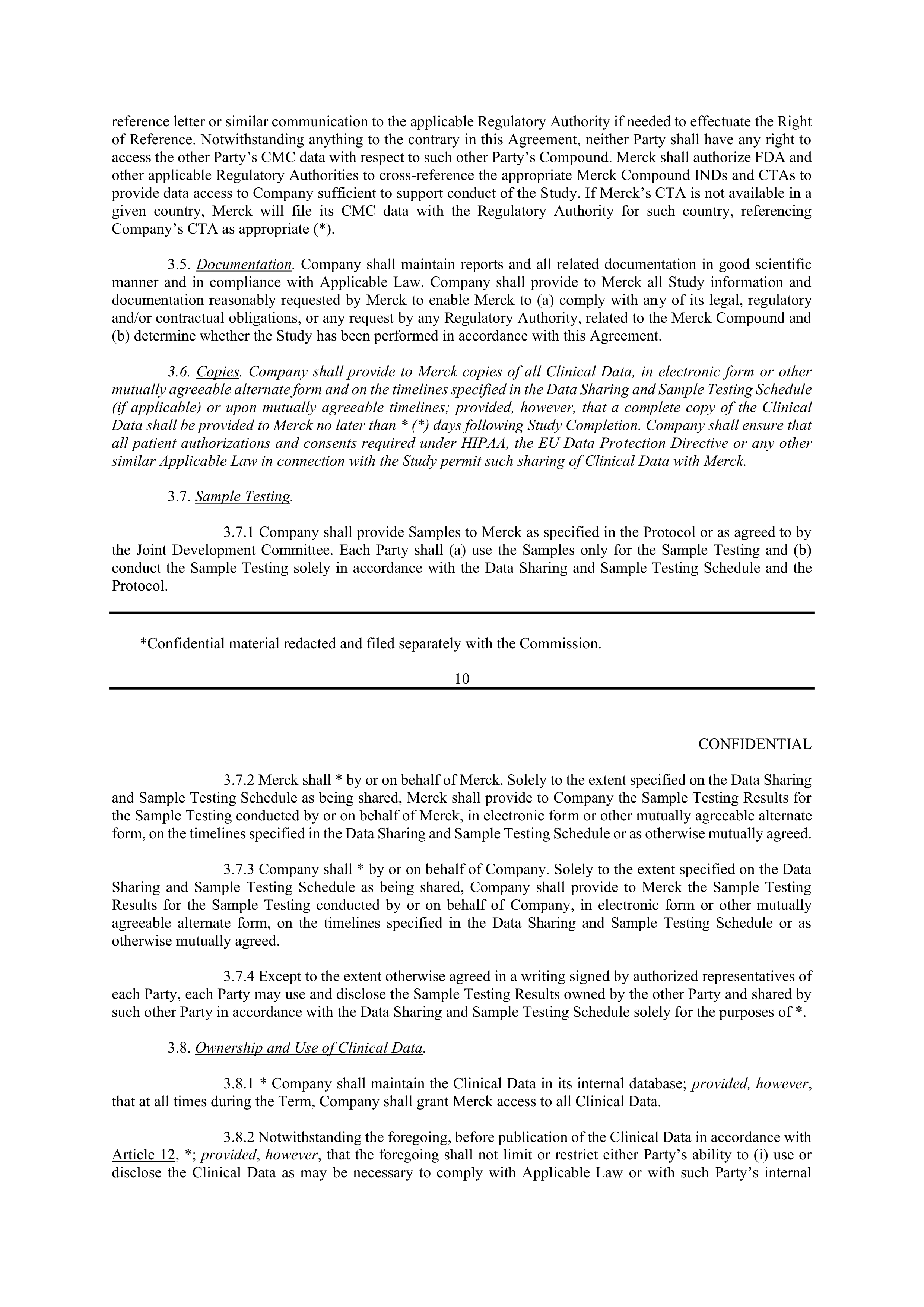 Merck Clinical Trial Agreement — page 11